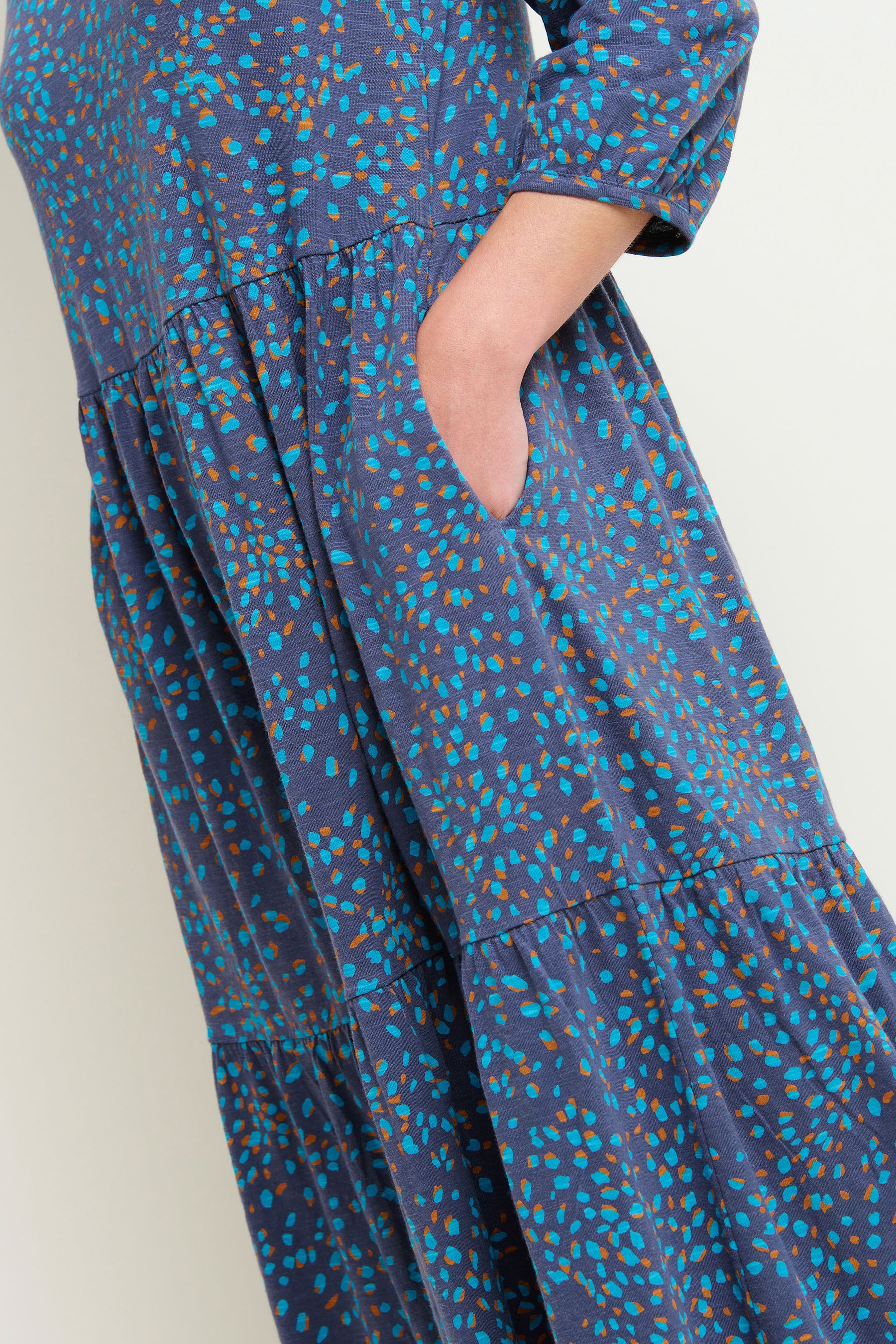 Blue Abstract Spot Maxi Dress Brakeburn