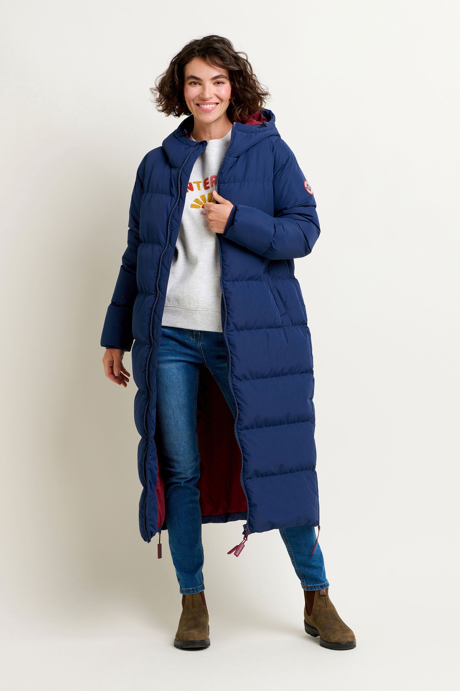 Navy blue long puffer coat online