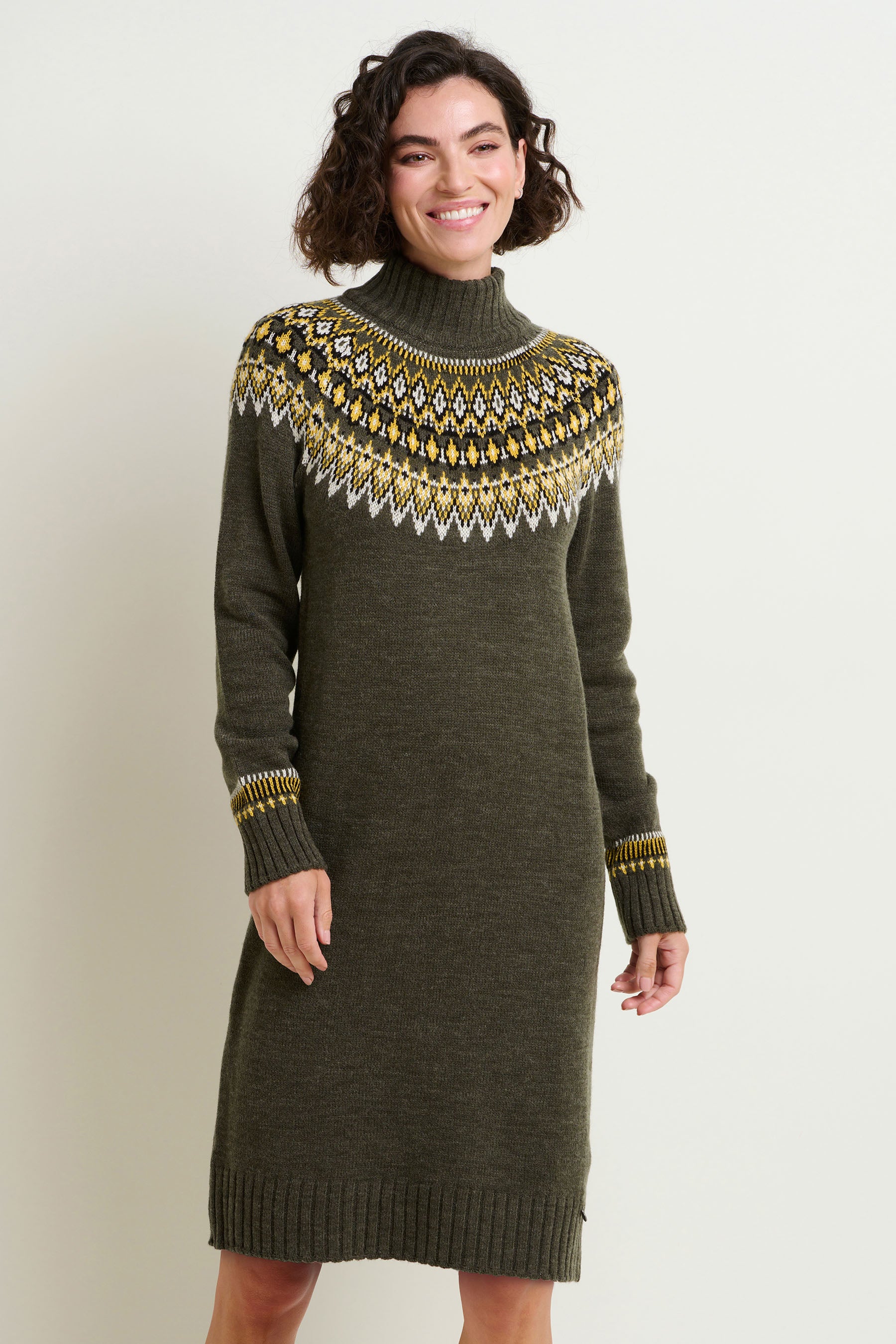 High neck knitted jumper dress on sale