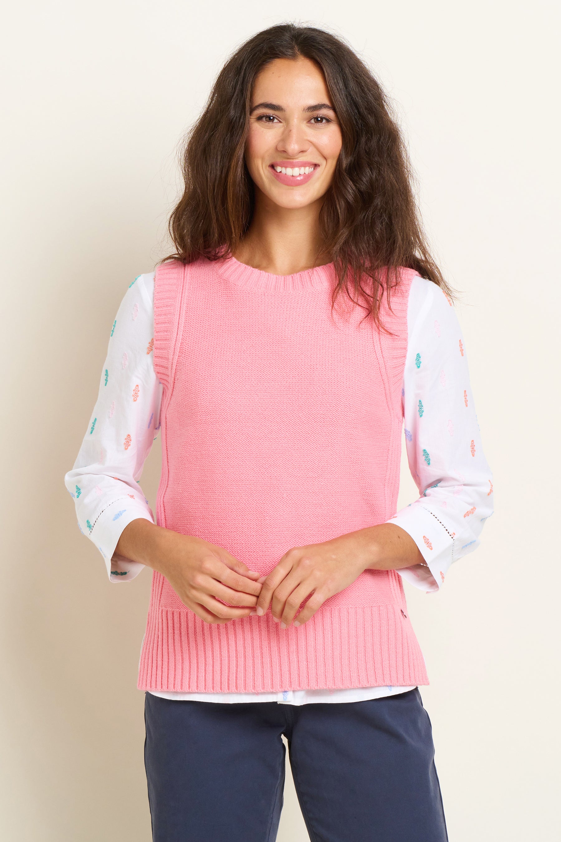 Women s Pink Dip Hem Knitted Vest Brakeburn