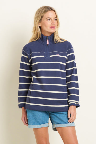 Womens Navy Stripe Quarter Zip Brakeburn 1862