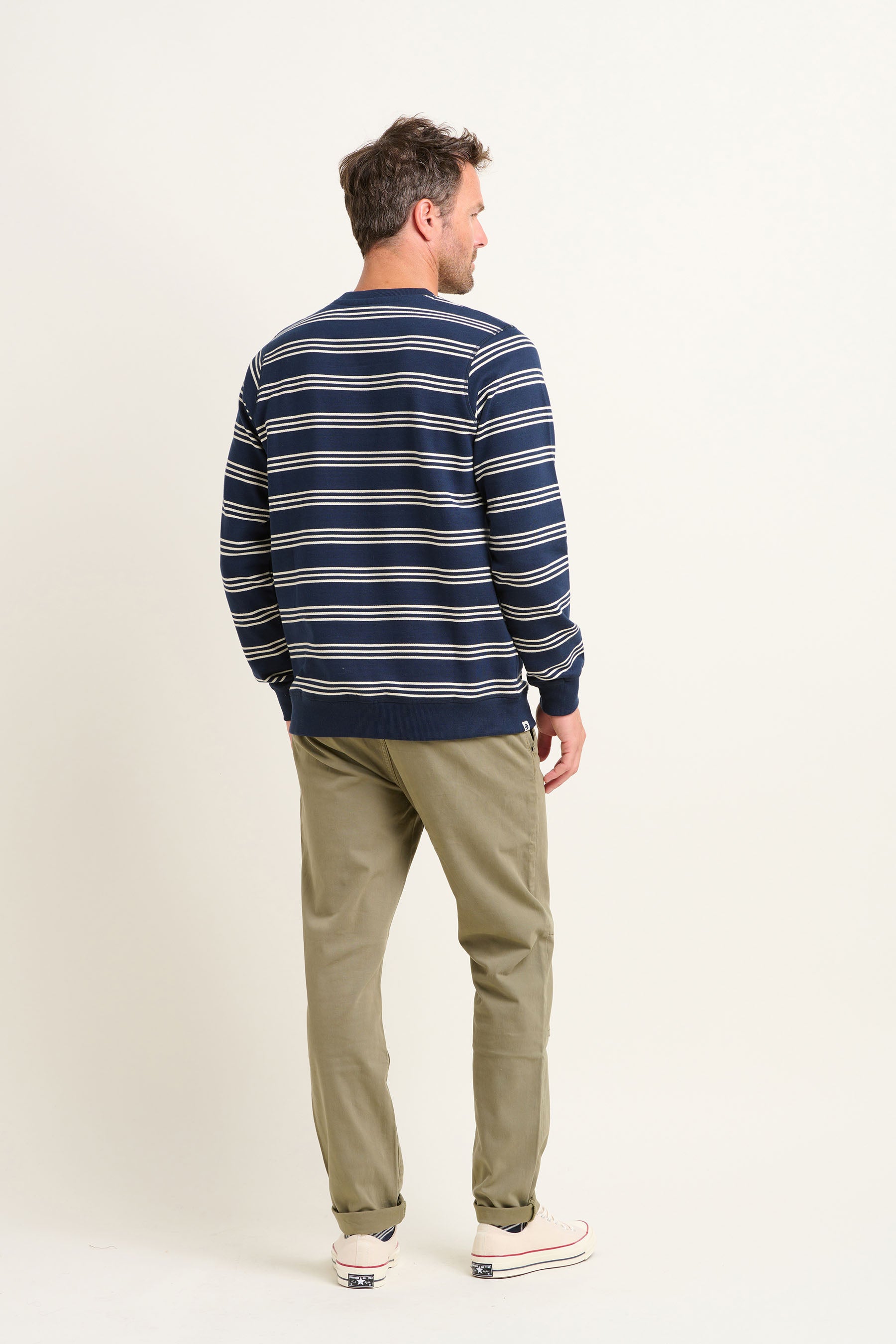 Striped crew neck sweatshirt mens online