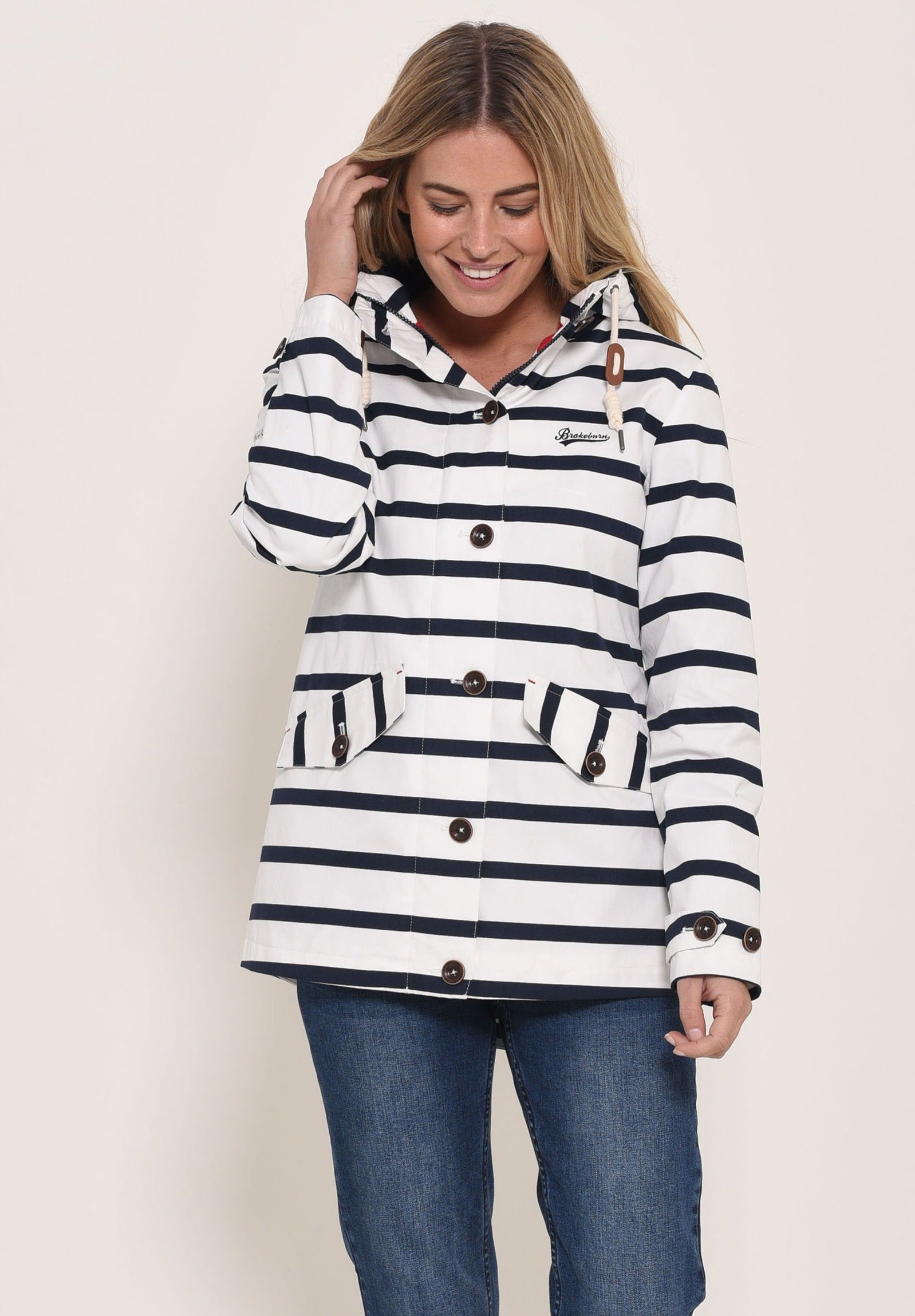 Striped Waterproof Jacket For Women Brakeburn