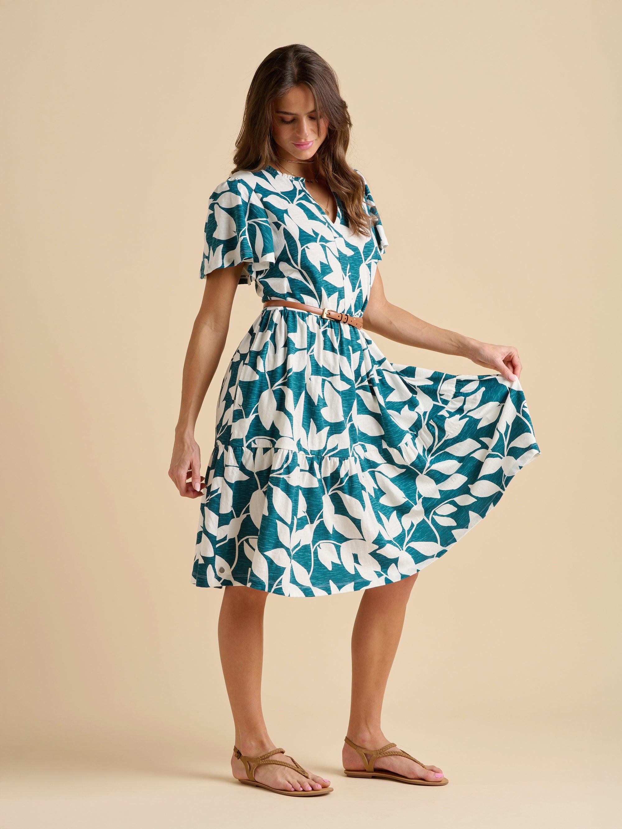 Woodland Leaves Knee Length Dress