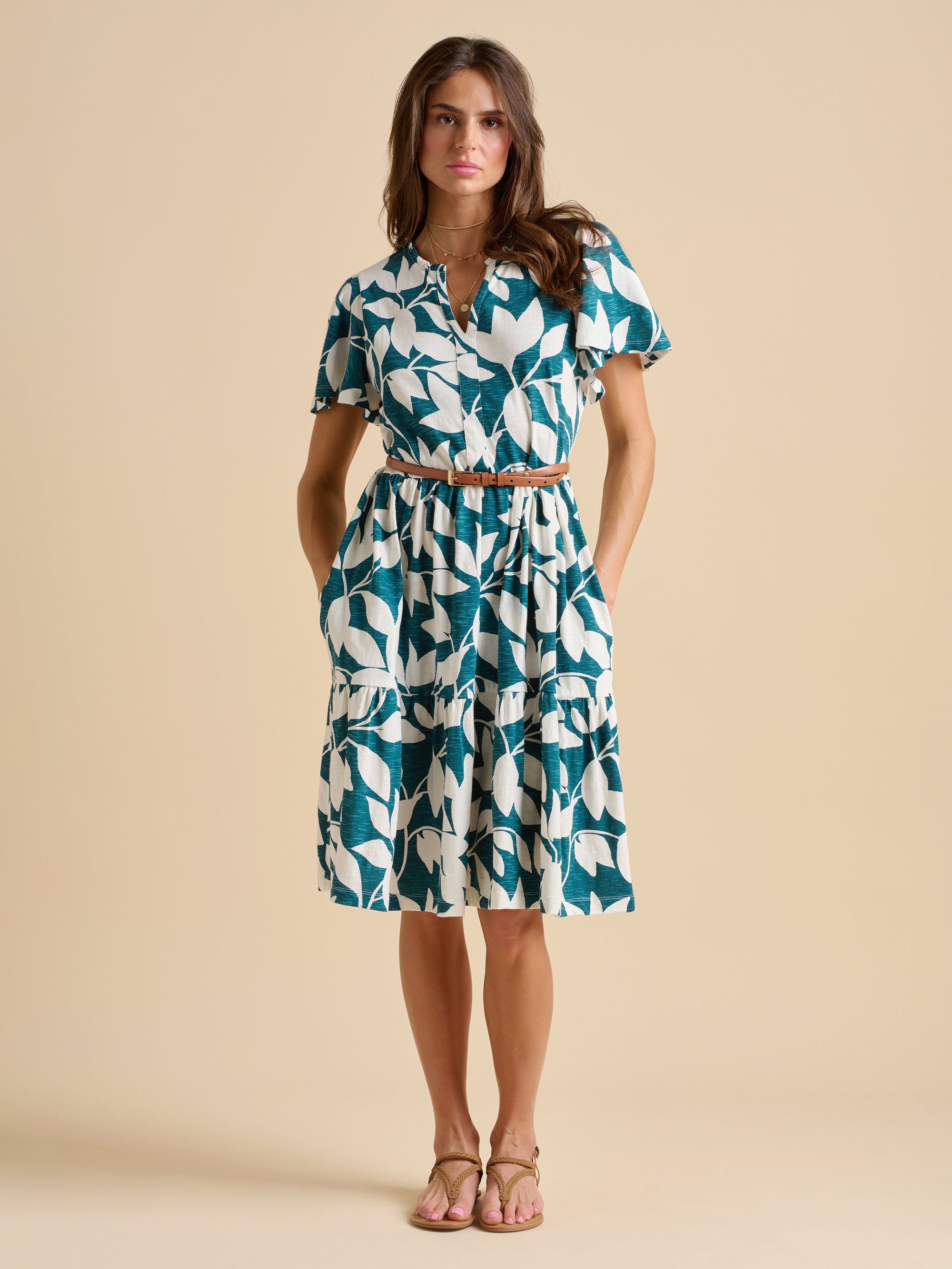 Woodland Leaves Knee Length Dress