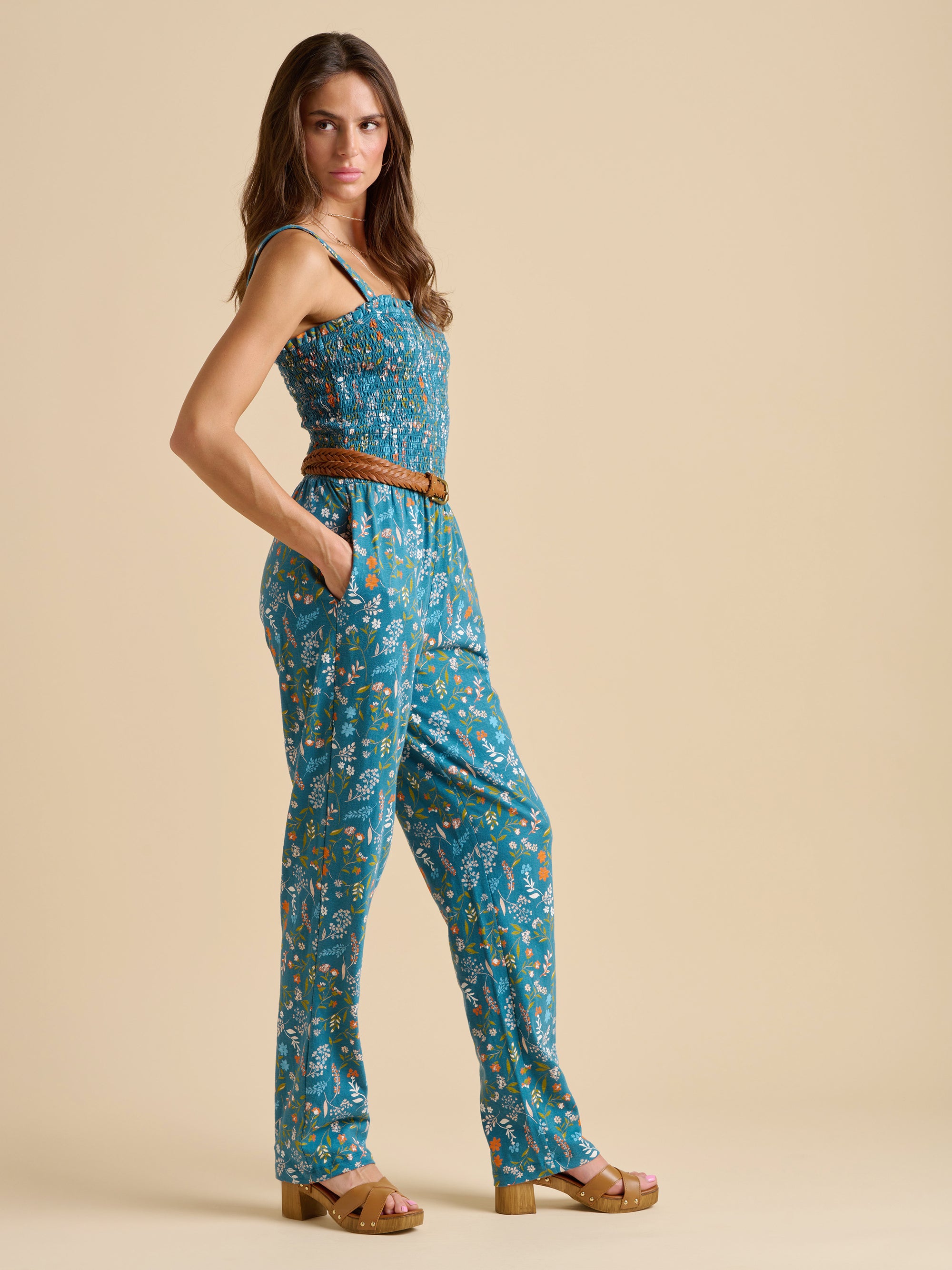 Teal Shoreline Meadow Jumpsuit