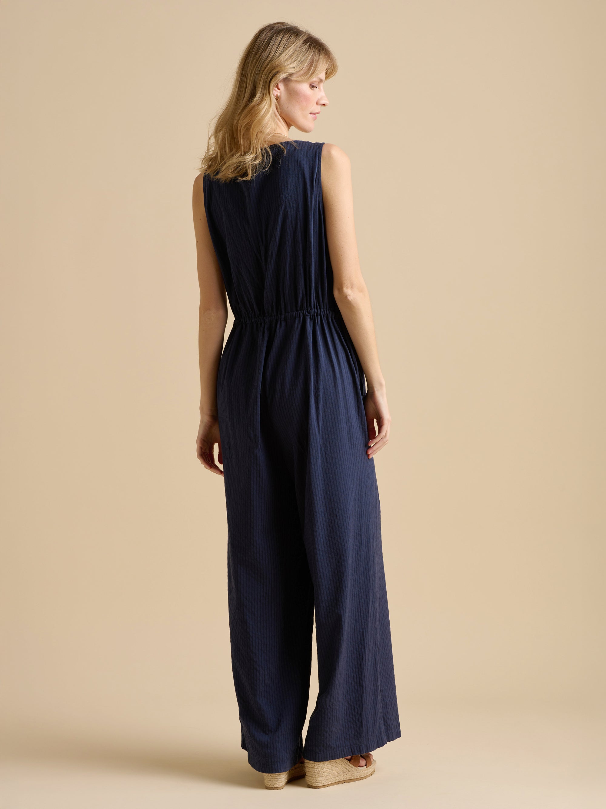 Embroidery Drawstring Tie Jumpsuit