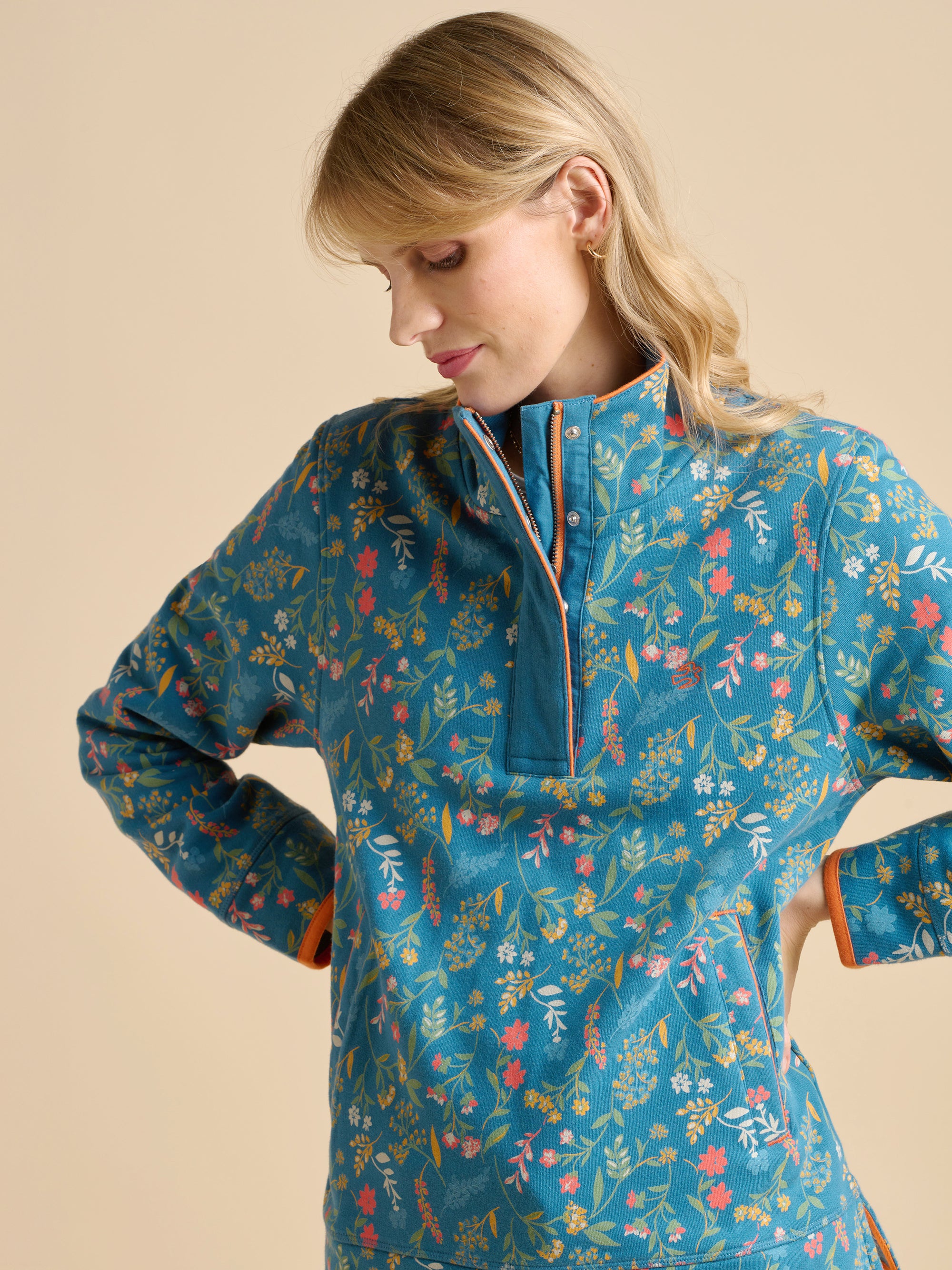 Teal Shoreline Meadow Quarter Zip