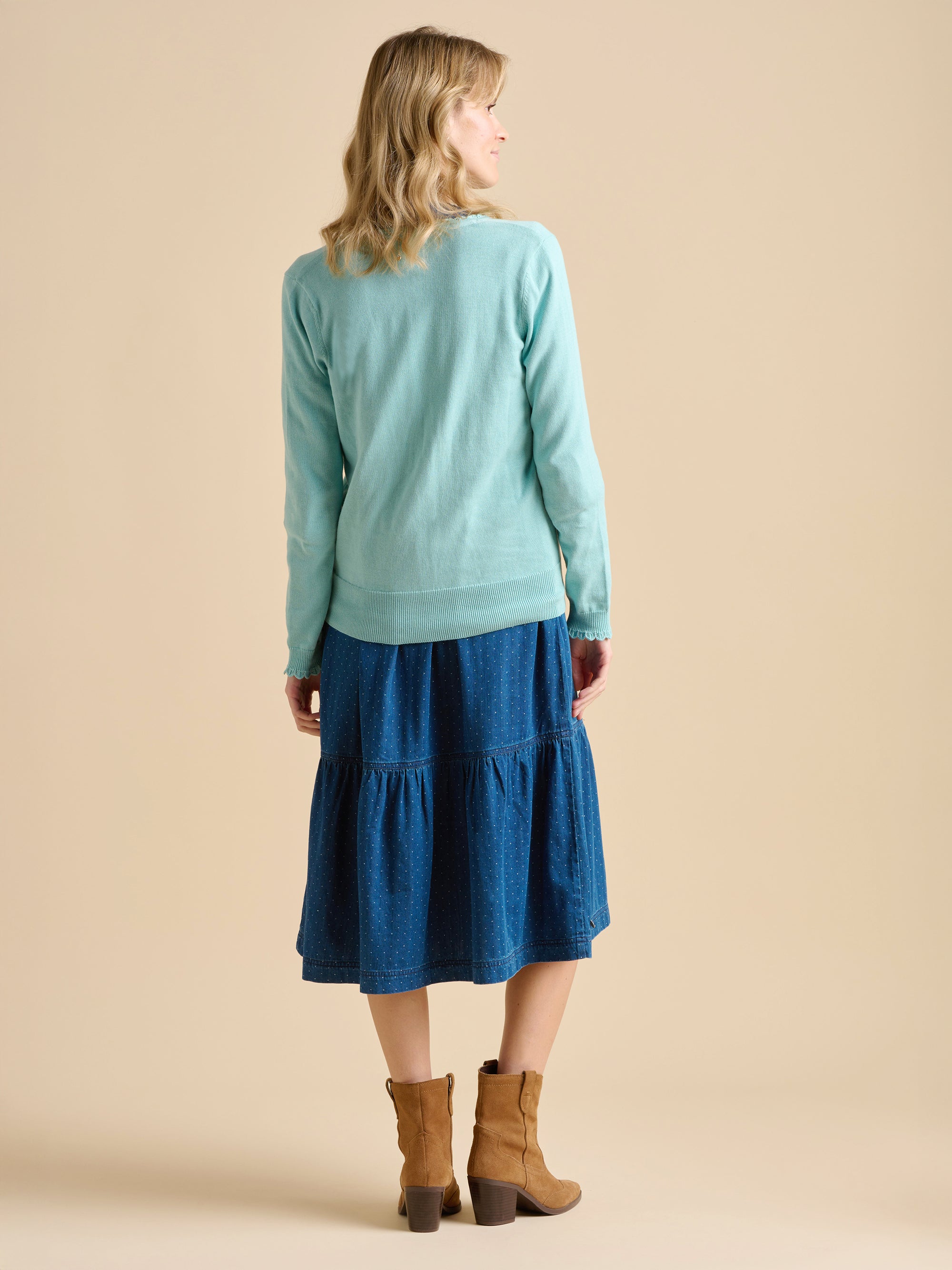 Blue Frill Neck Cardigan