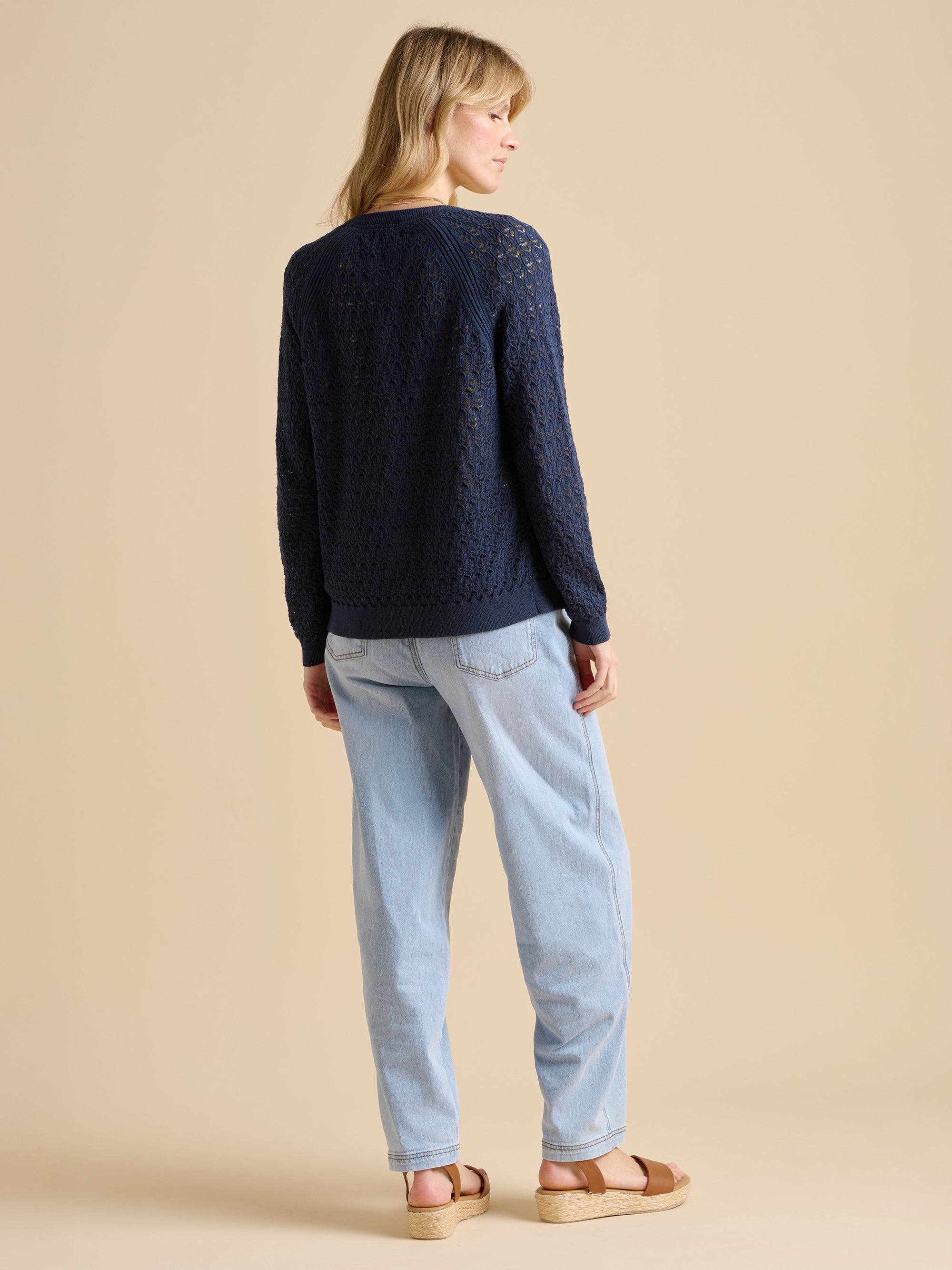 Navy Pointelle Cardigan