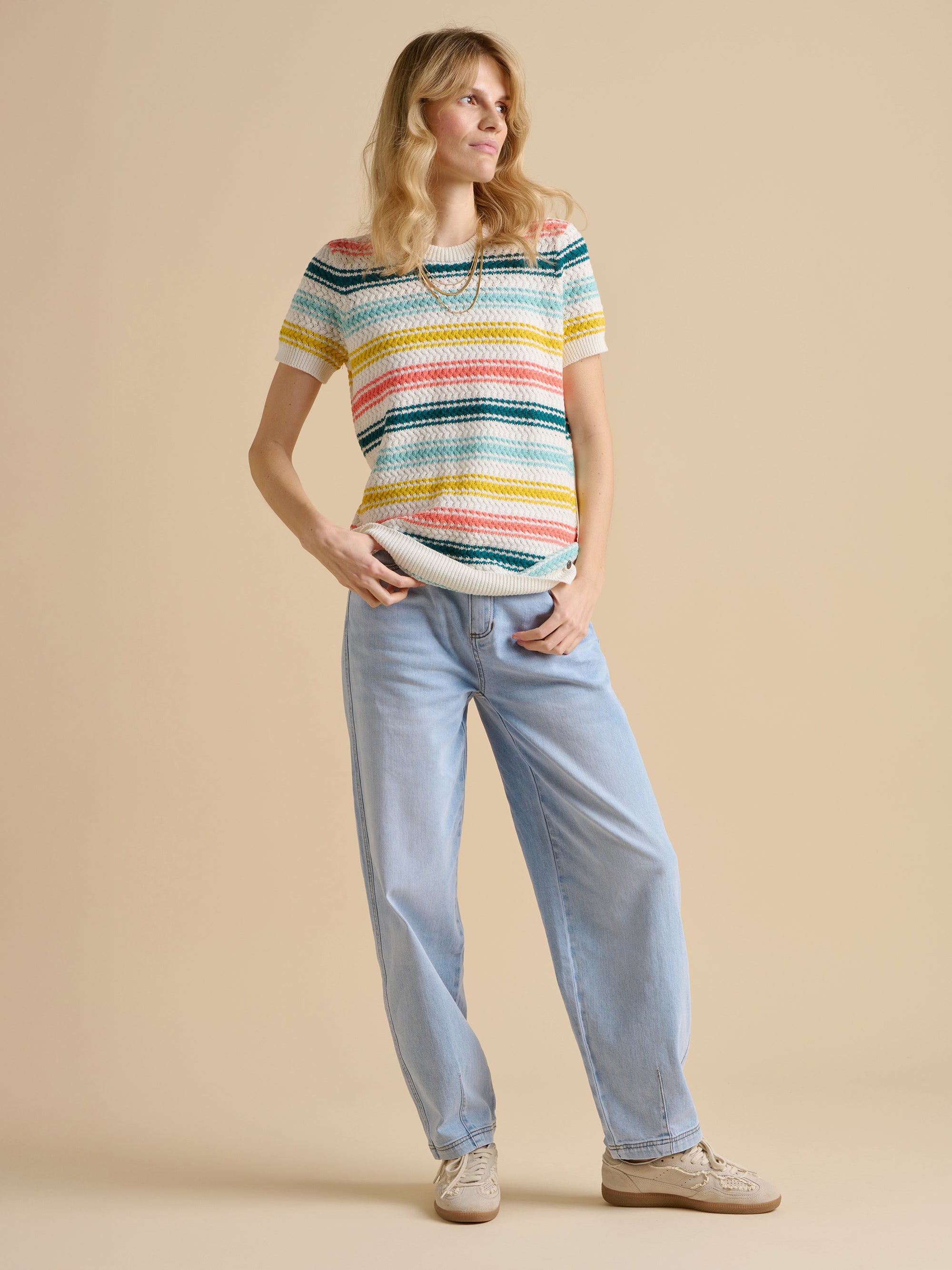 Rainbow Stripe Knitted Tee