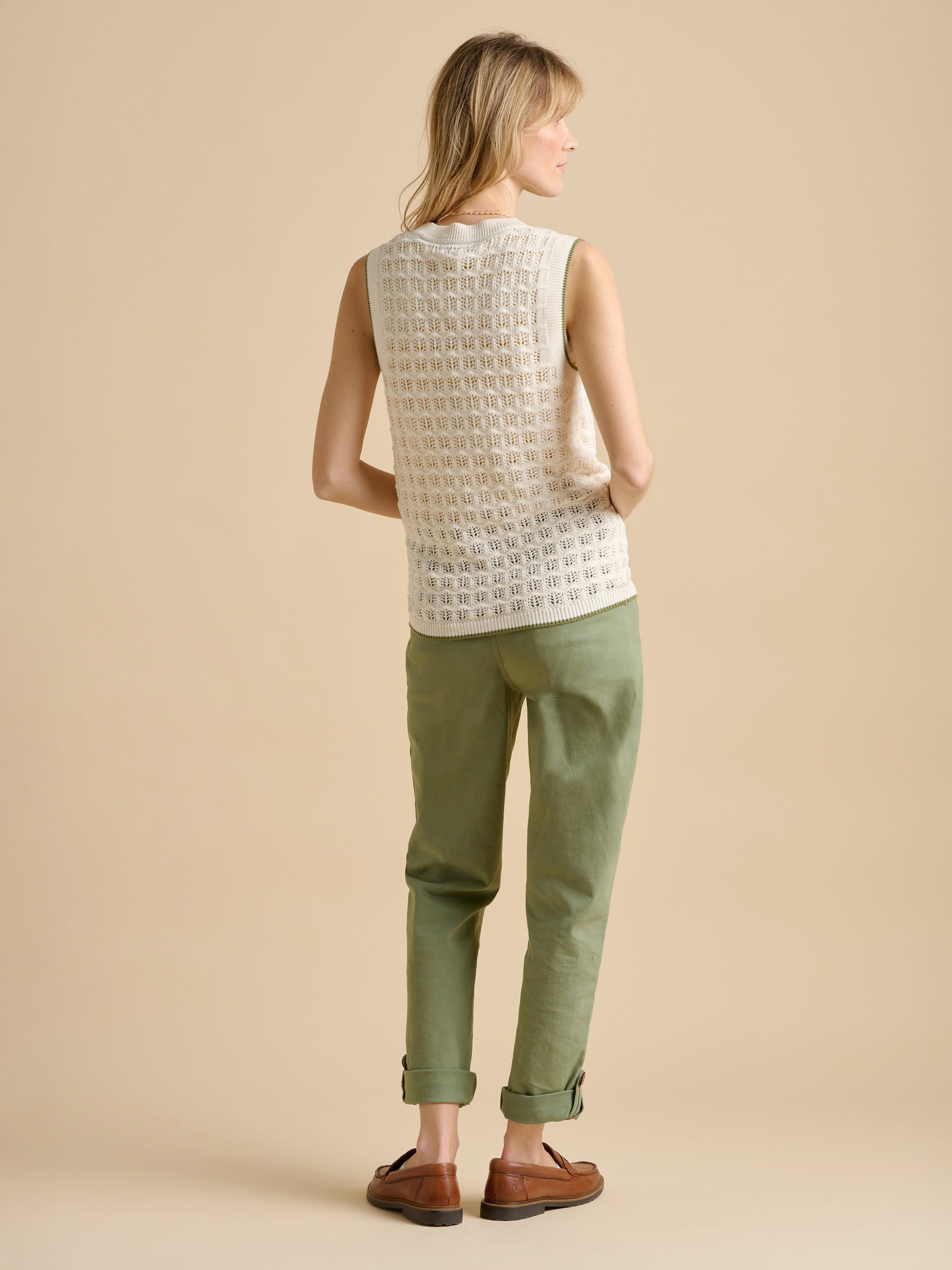 Pointelle Knitted Button Tank