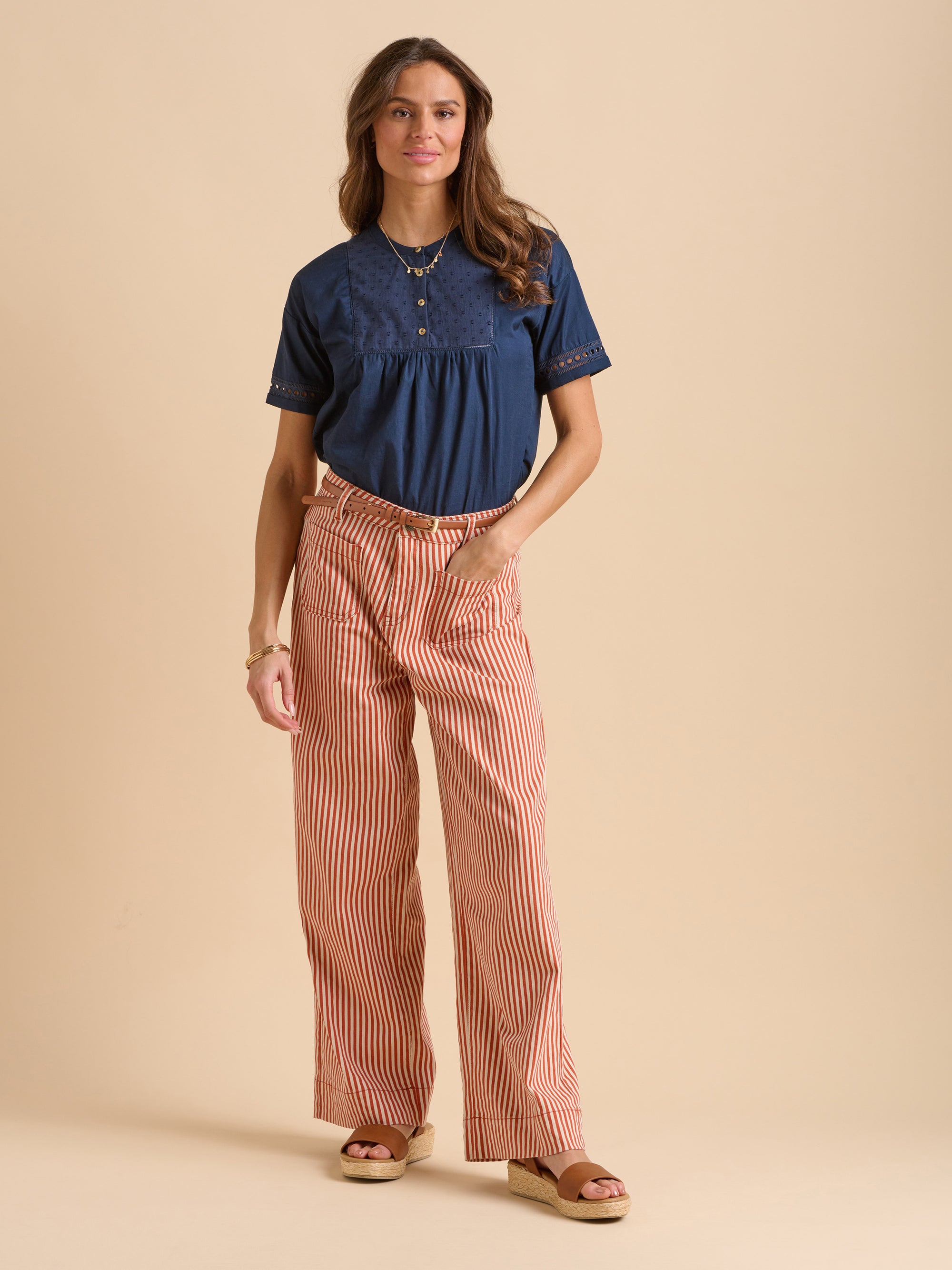 Stripe Straight Leg Jeans