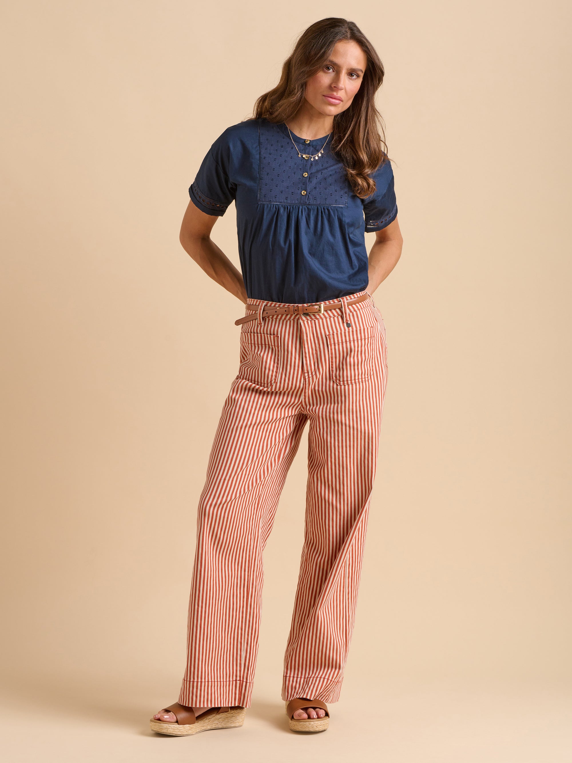 Stripe Straight Leg Jeans