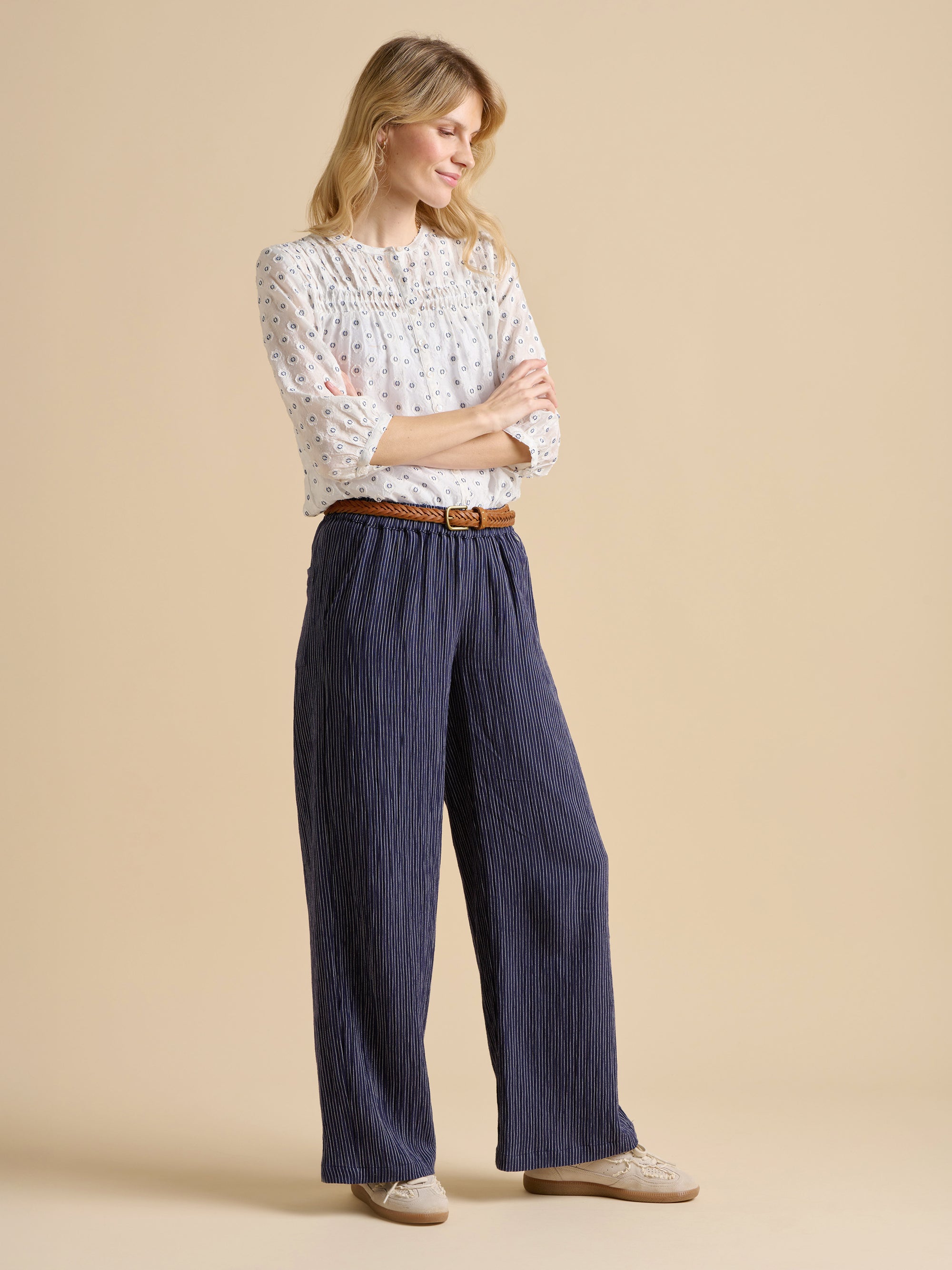 Wide Leg Stripe Trouser