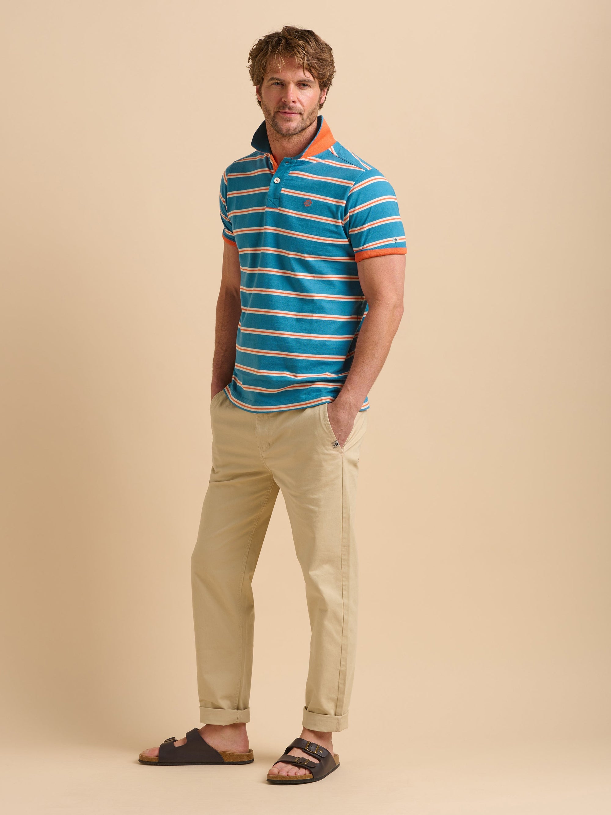 Blue Orange Stripe Polo