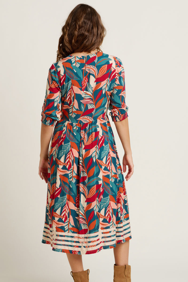 Evergreen Leaves Midi Dress