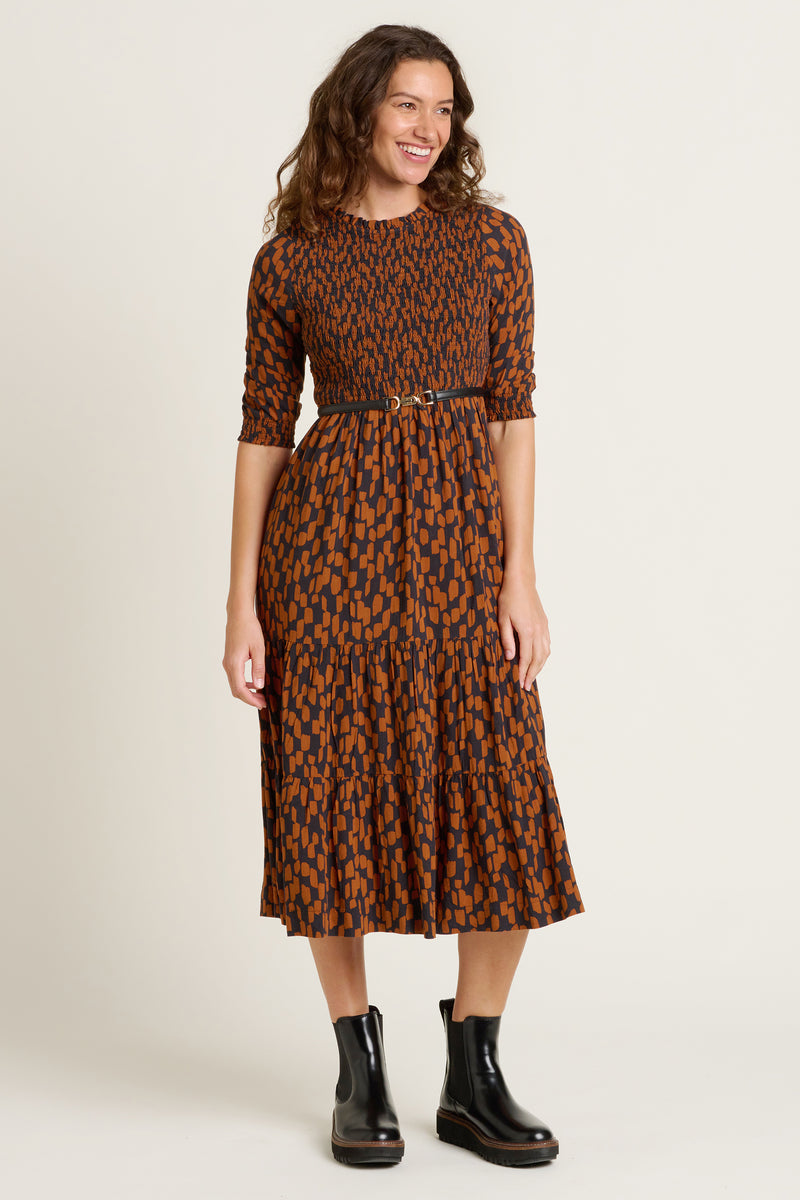 Brush Strokes Midi Dress