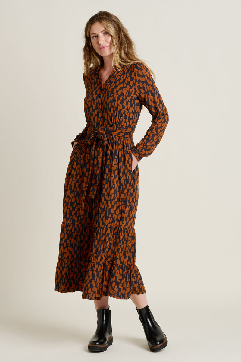 Brush Strokes Maxi Shirt Dress