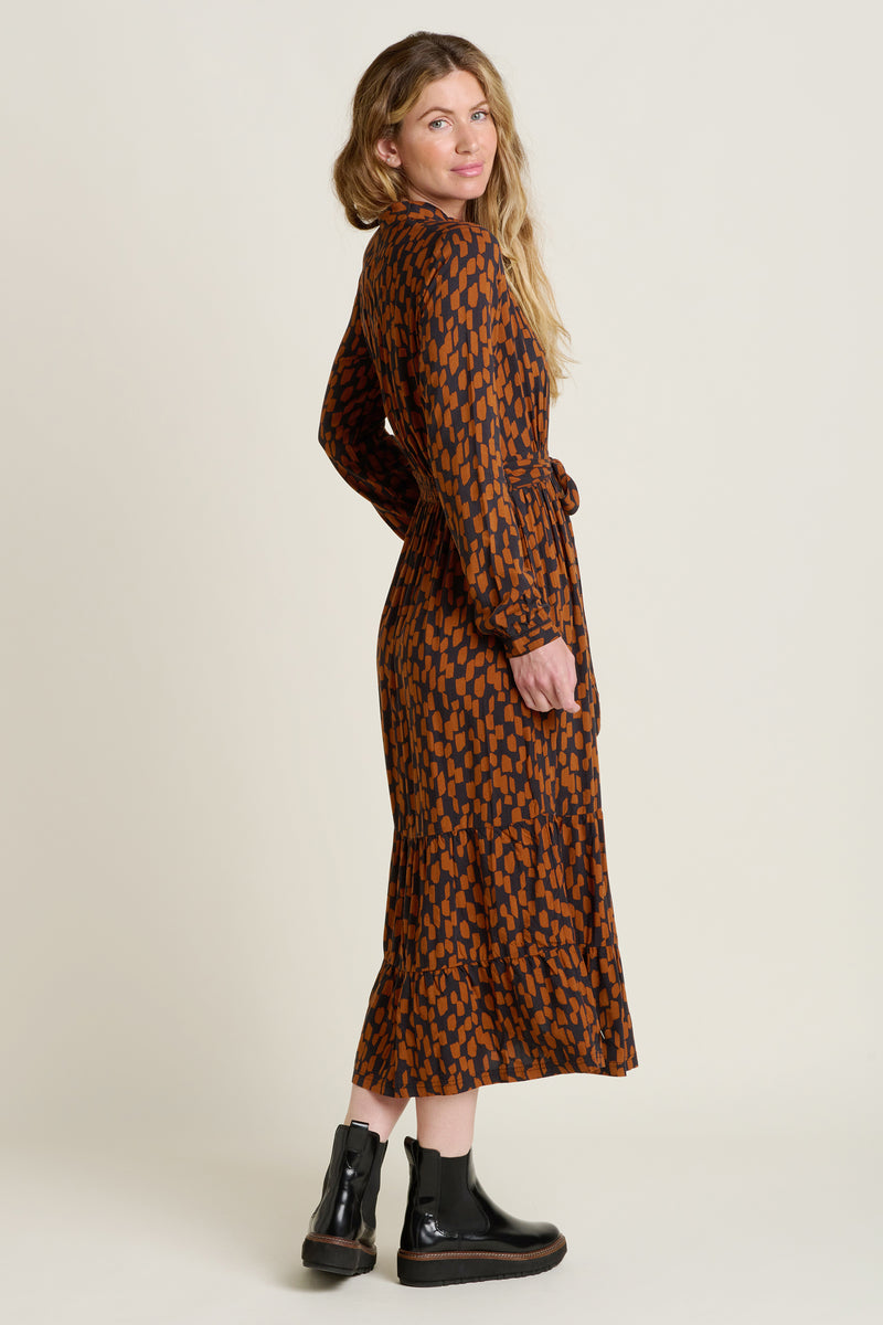 Brush Strokes Maxi Shirt Dress