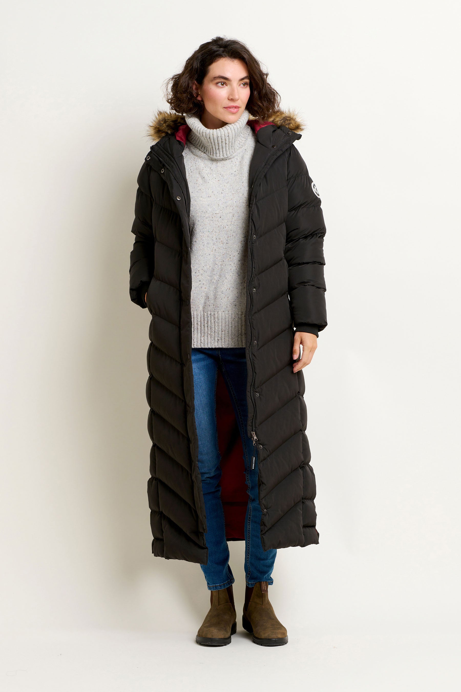 Long slim puffer coat on sale