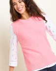 Pink Dip Hem Knitted Vest