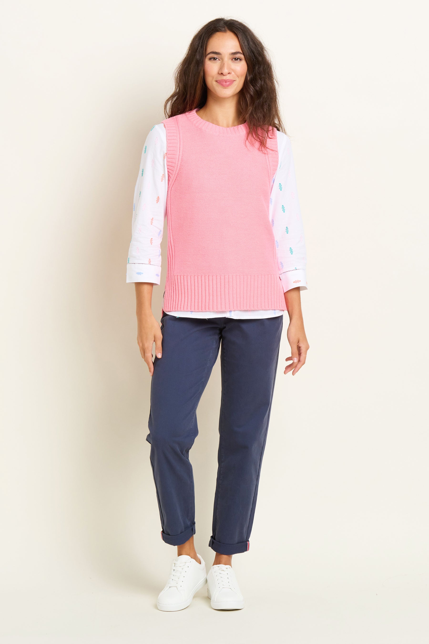 Pink Dip Hem Knitted Vest