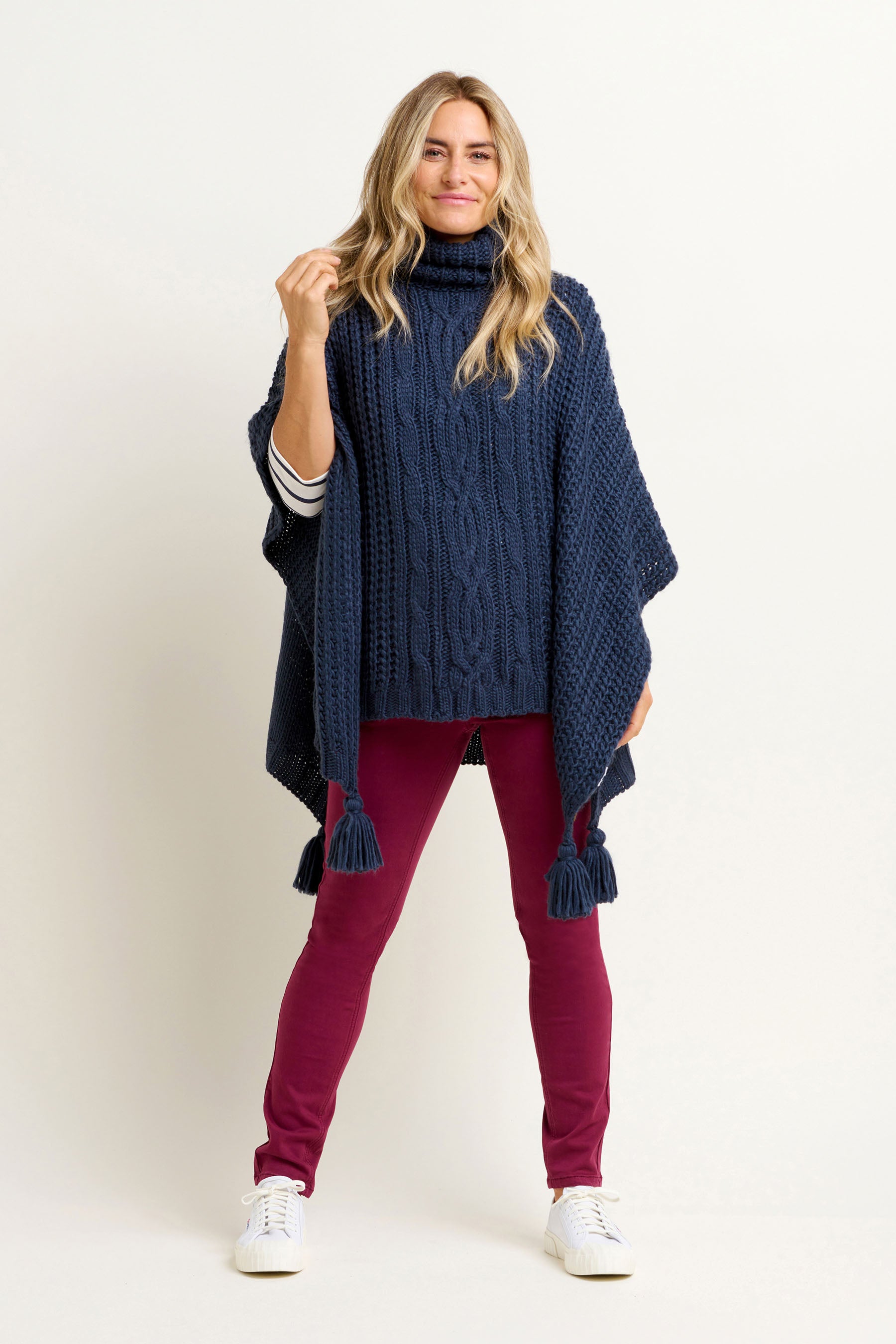 Navy Knitted Poncho