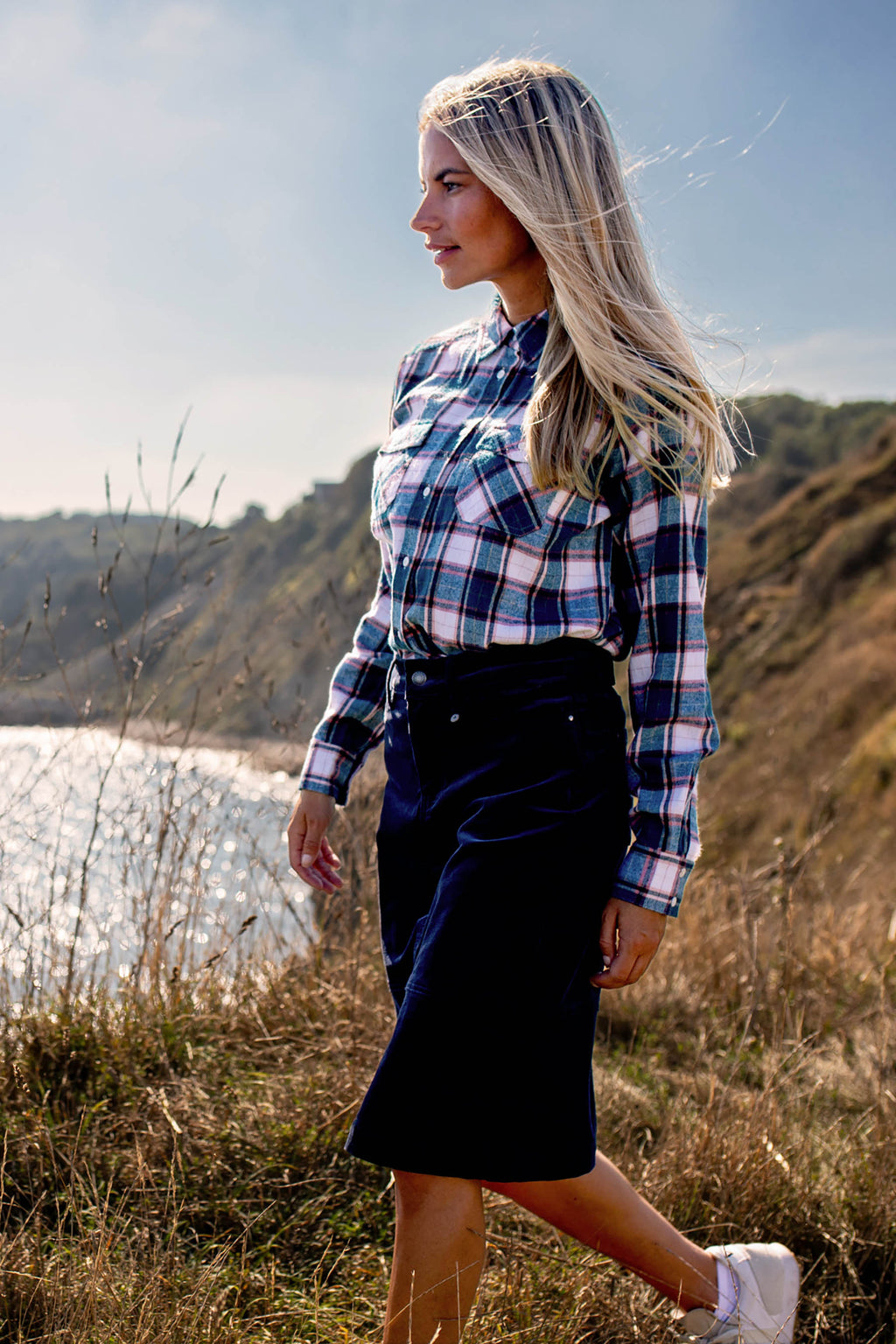 Navy Cord Midi Skirt | Brakeburn