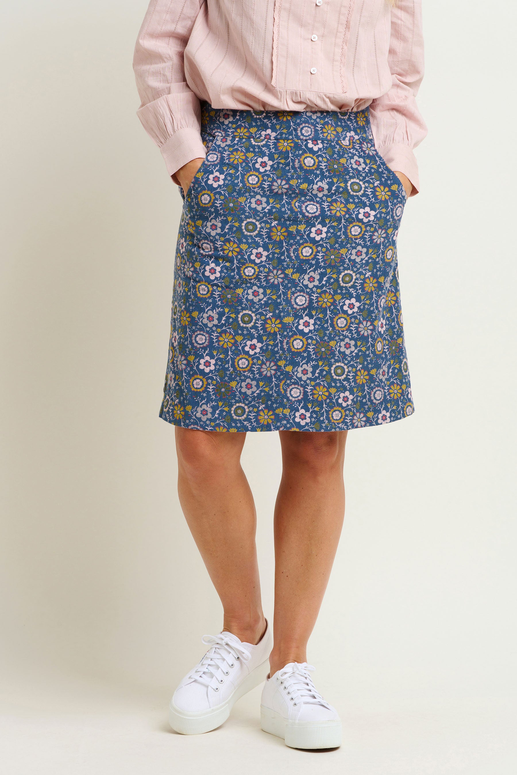 Folk Floral Cord Skirt