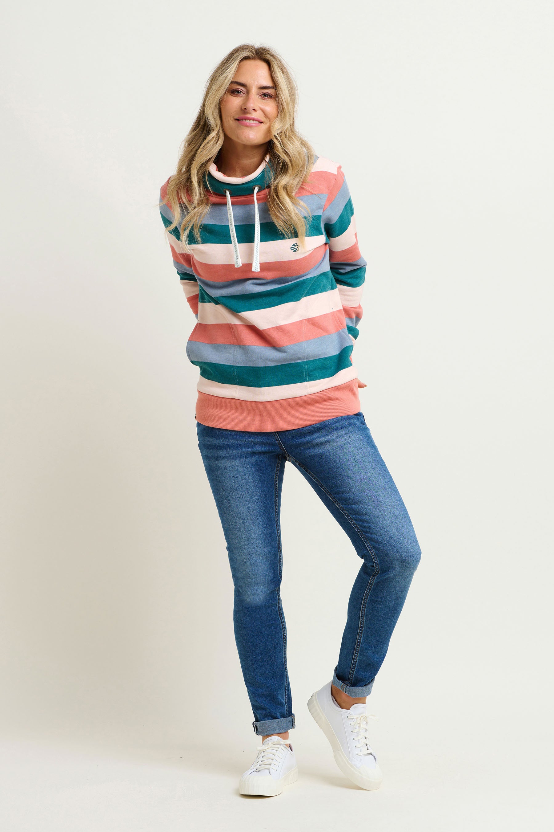 Stripe Cowl Neck Sweatshirtshirt