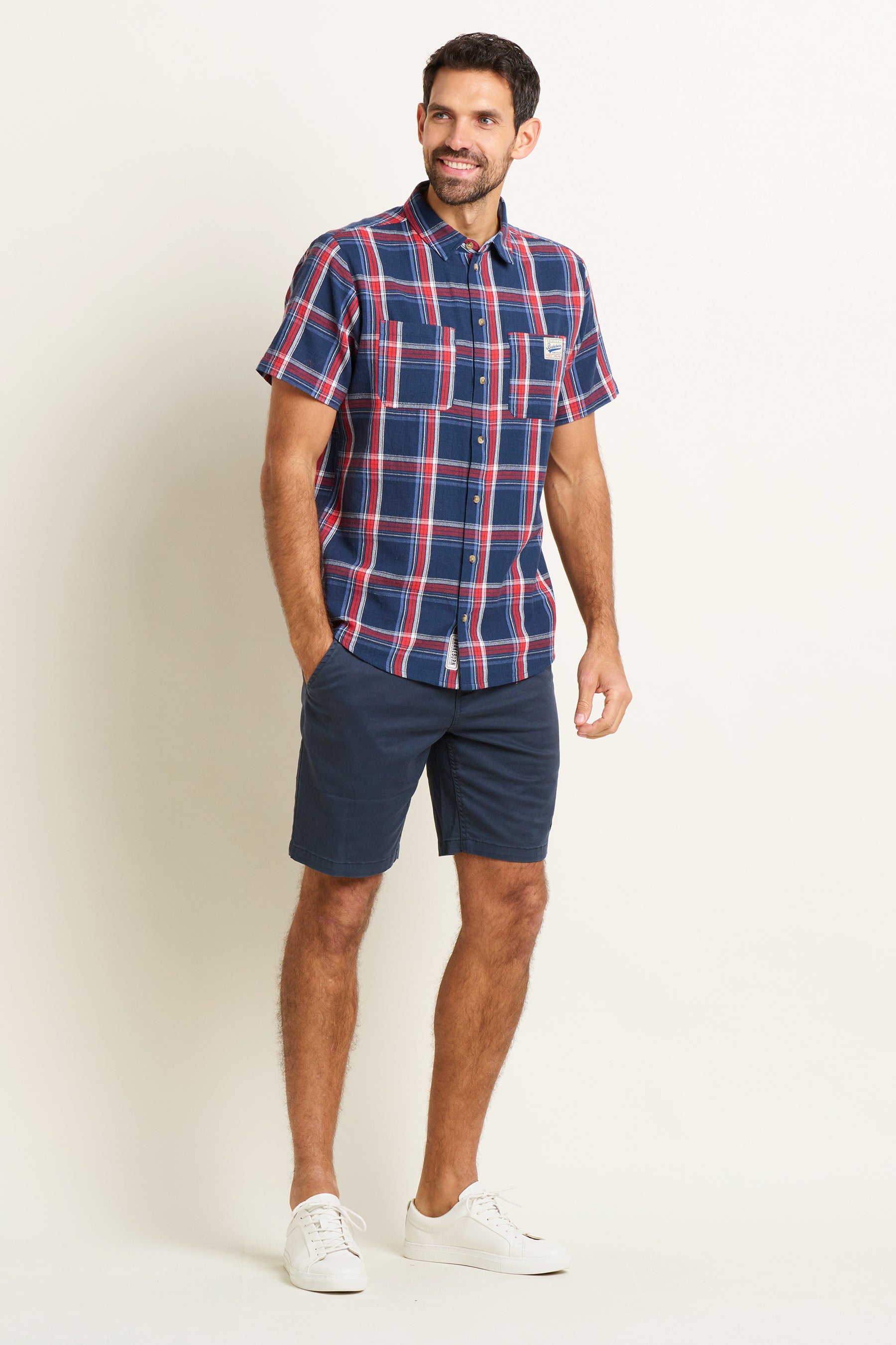 Navy Check Short Sleeve Shirt