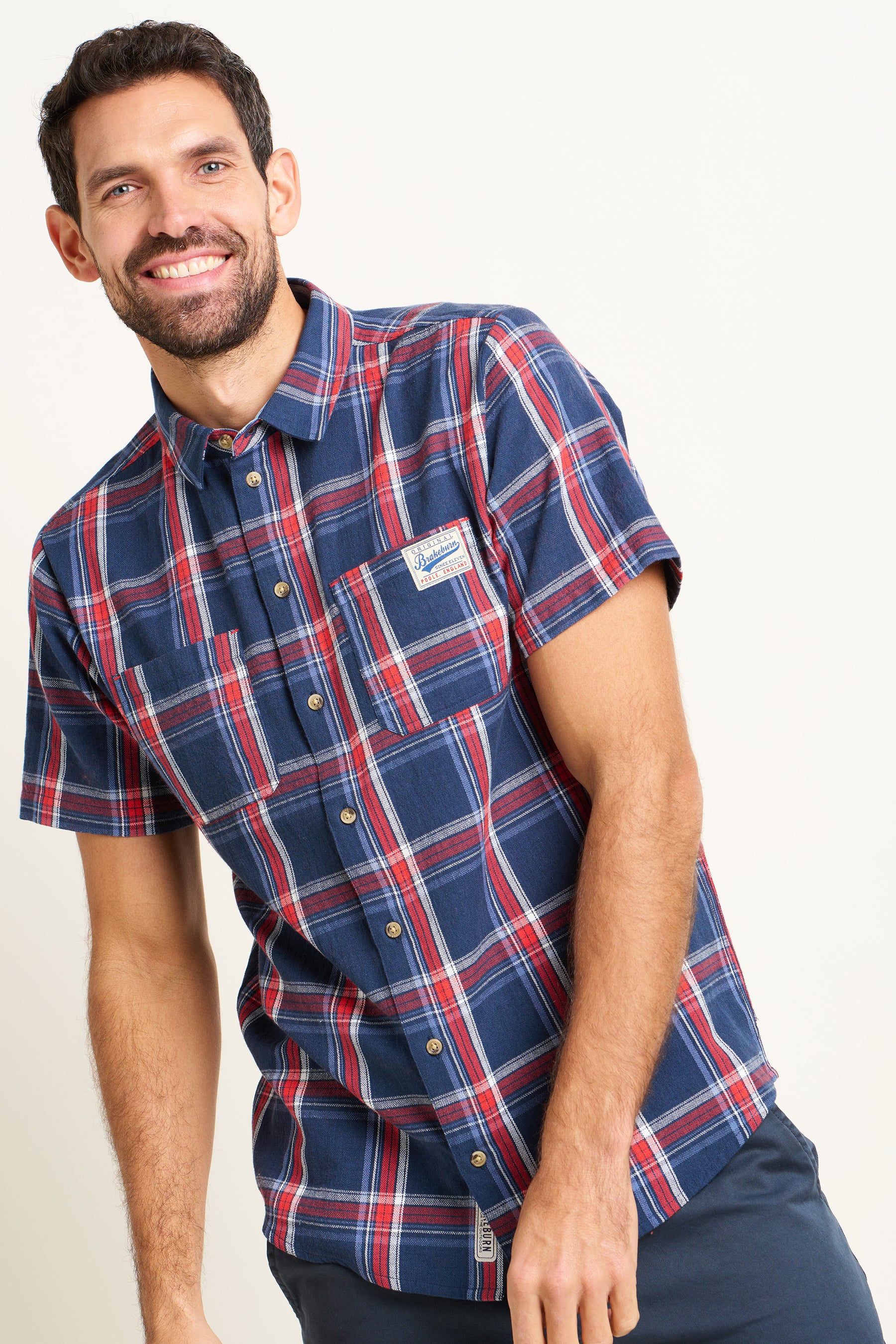 Navy Check Short Sleeve Shirt