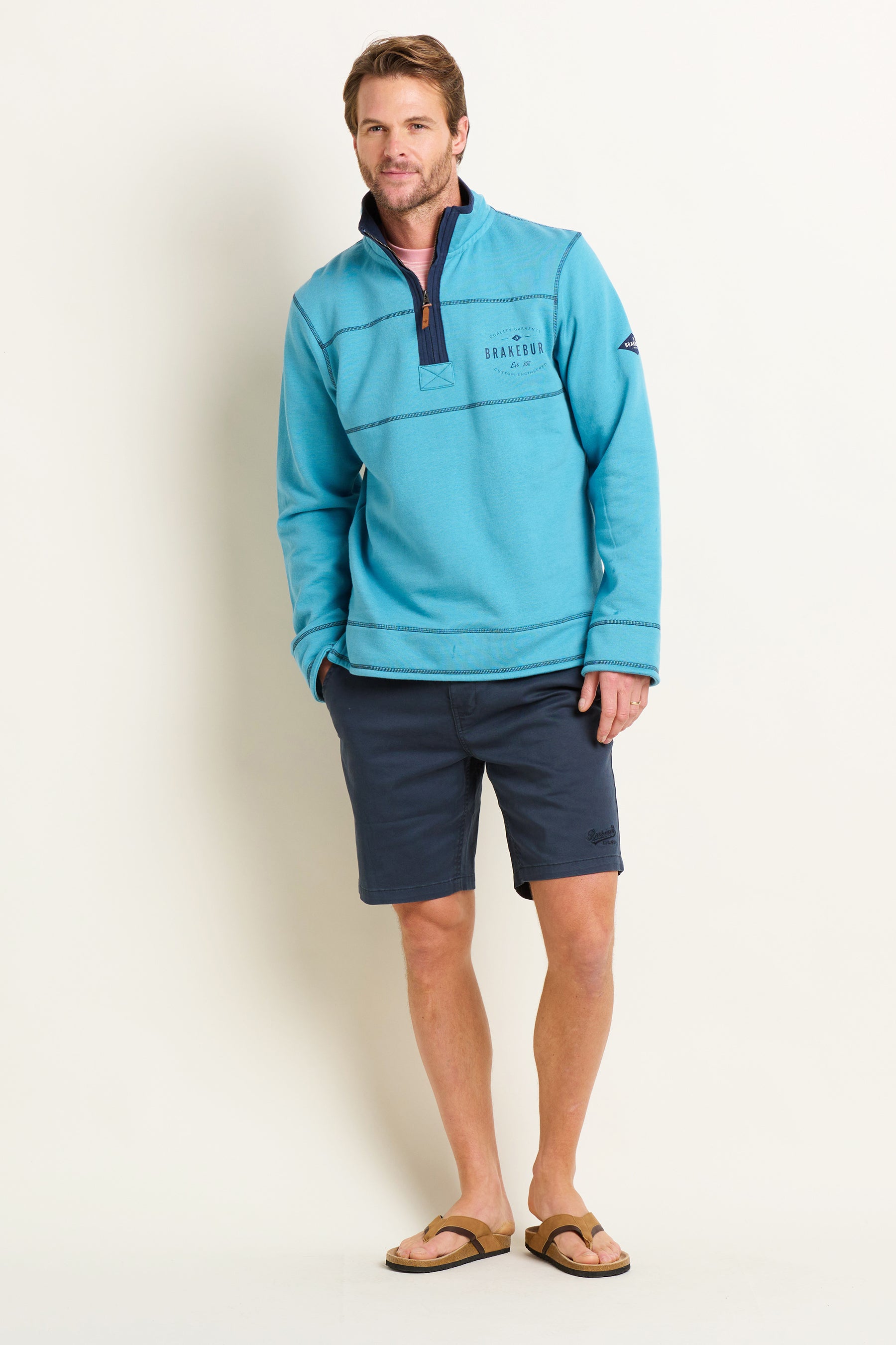 Blue Marl Quarter Zip Sweat