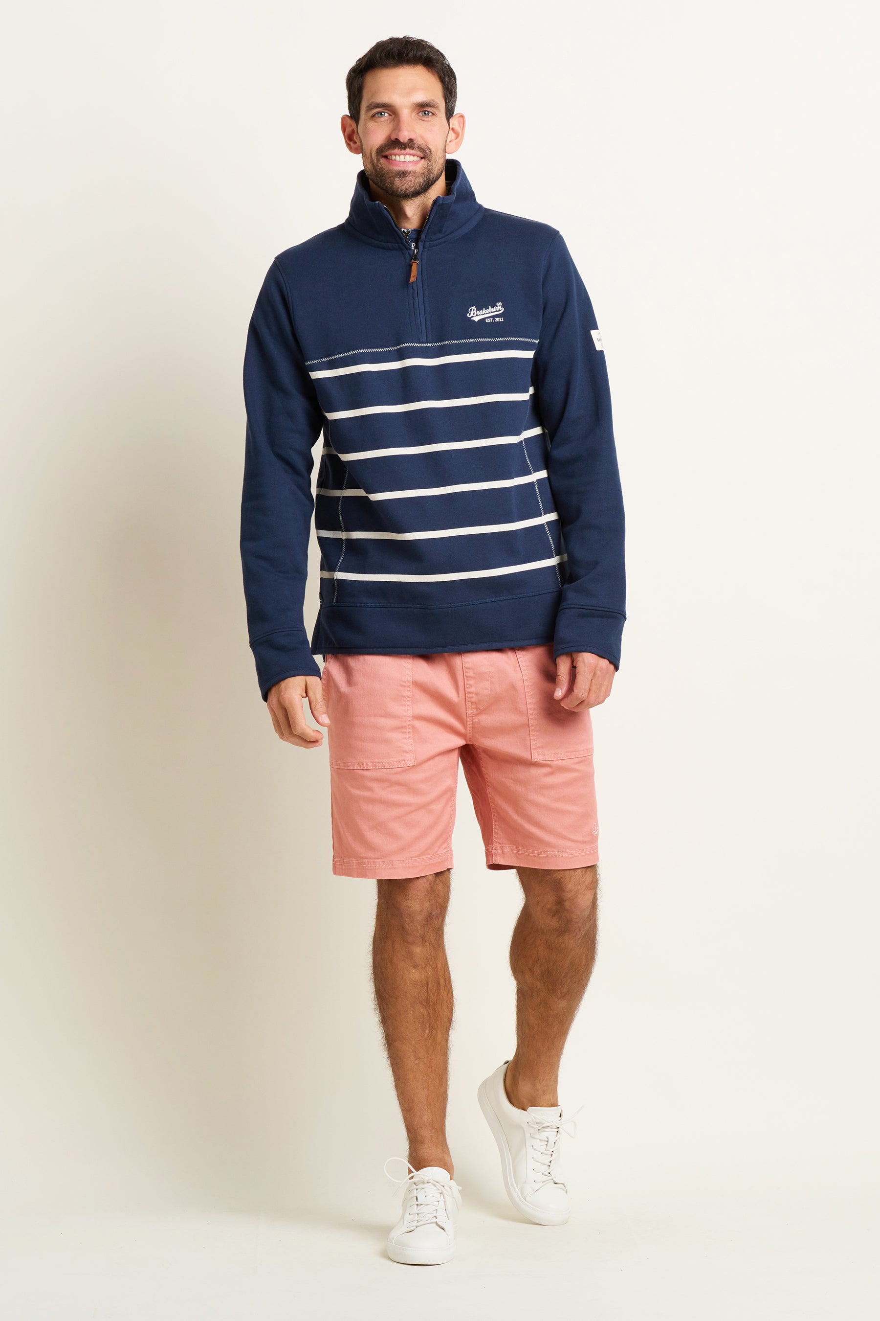 Navy Stripe Quarter Zip Sweat