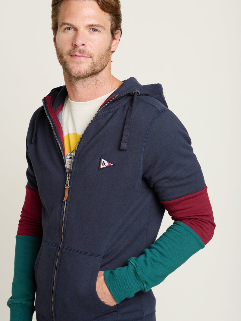 Colour Block Zip Thru Hoodie