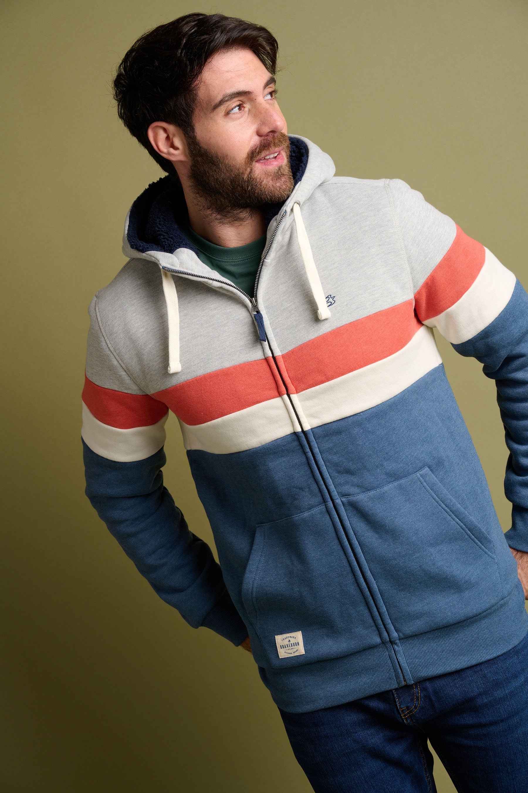 Colour Block Zip Thru Hoodie