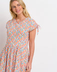 Whimsical Floral Tie Shoulder Dress