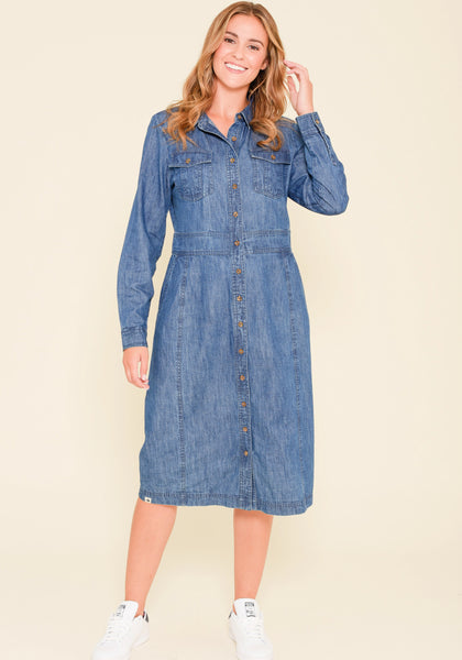 Denim Shirt Dress with Adjustable Waist | Brakeburn