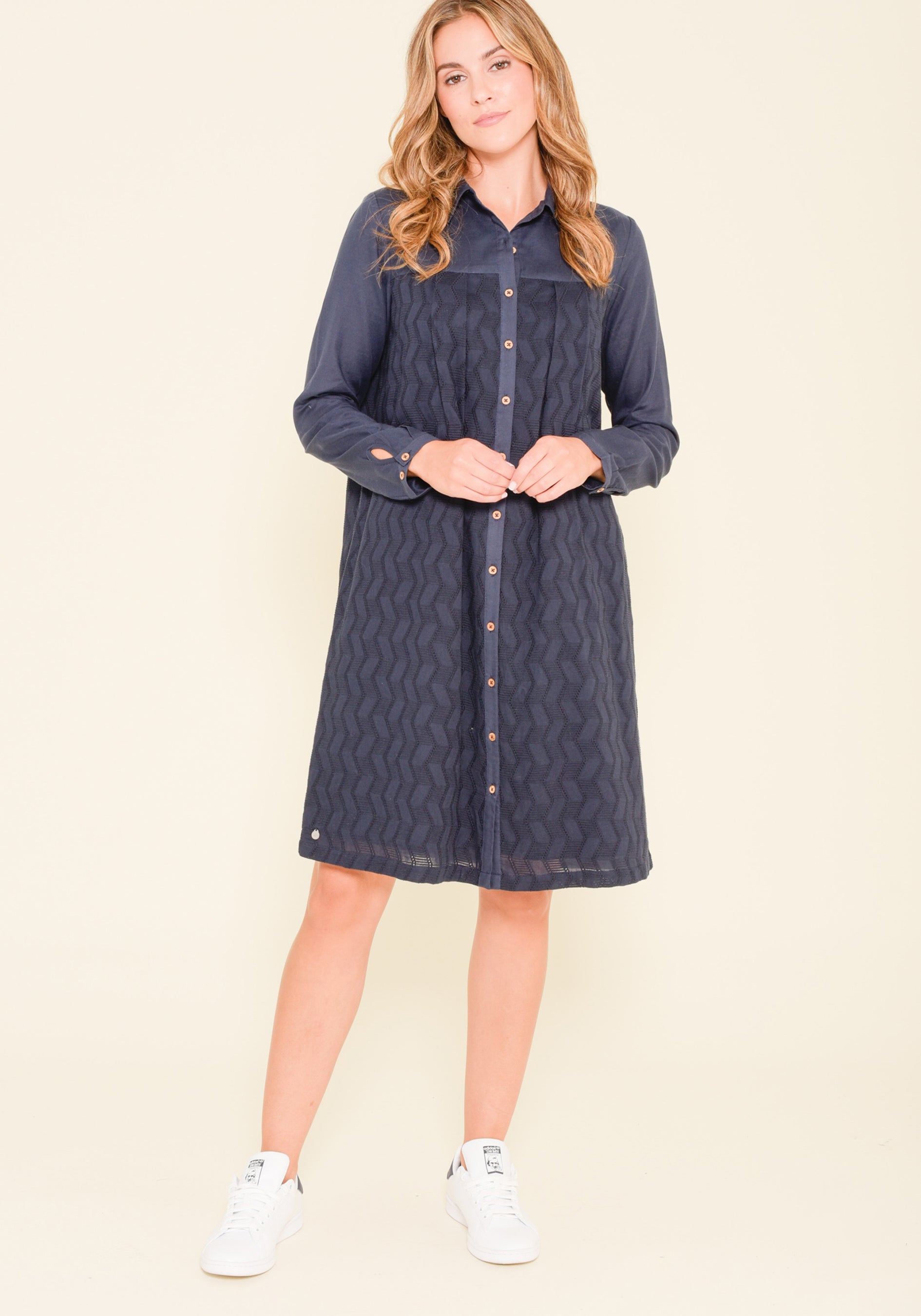 Zig Zag Broderie Shirt Dress