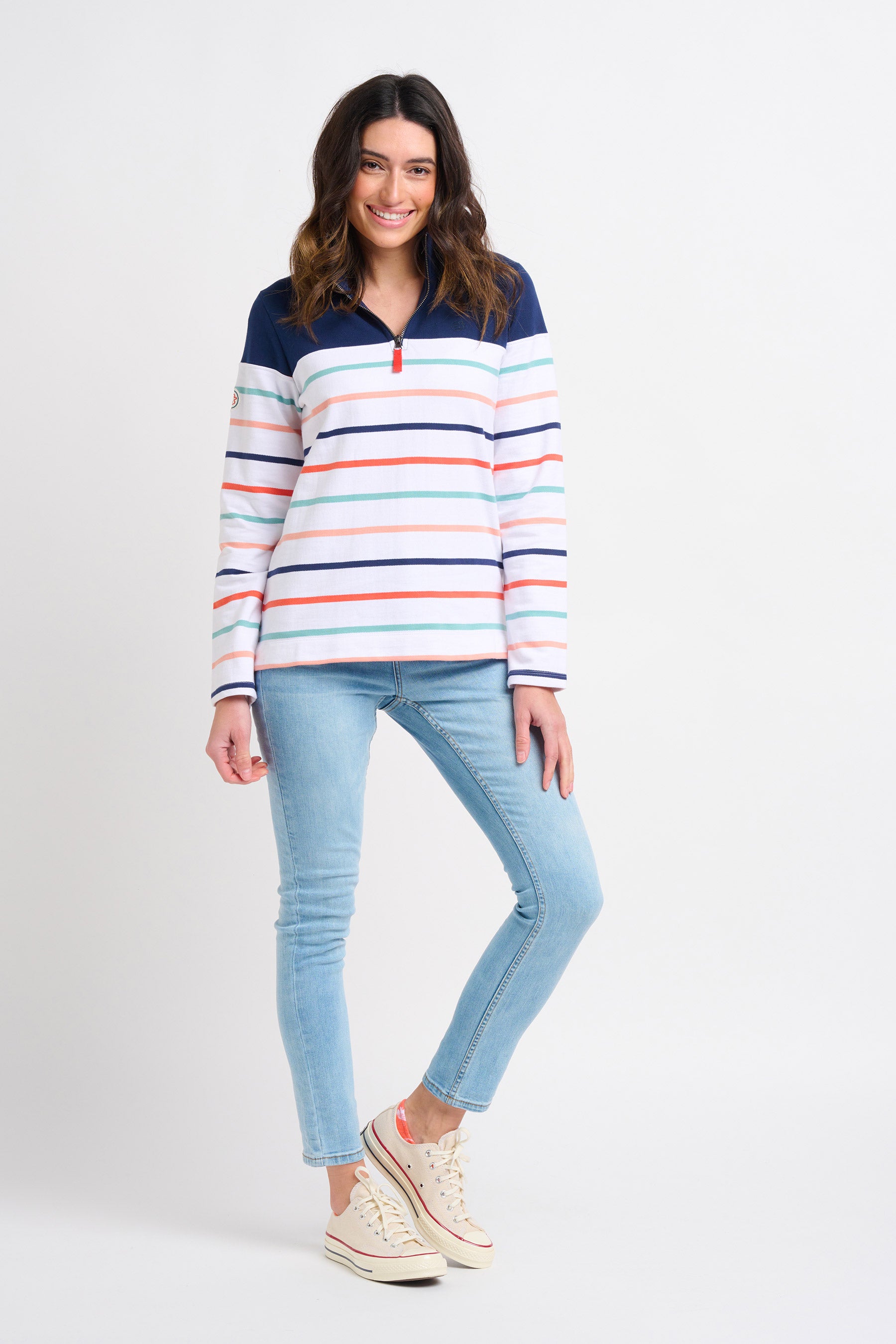 Stripe Quarter Zip Sweat