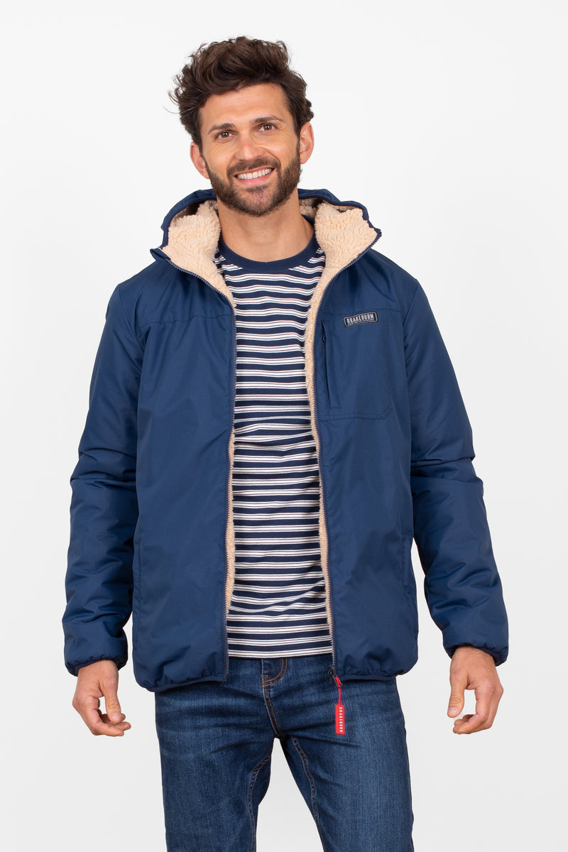 Men's Navy Reversible Fleece Jacket | Brakeburn