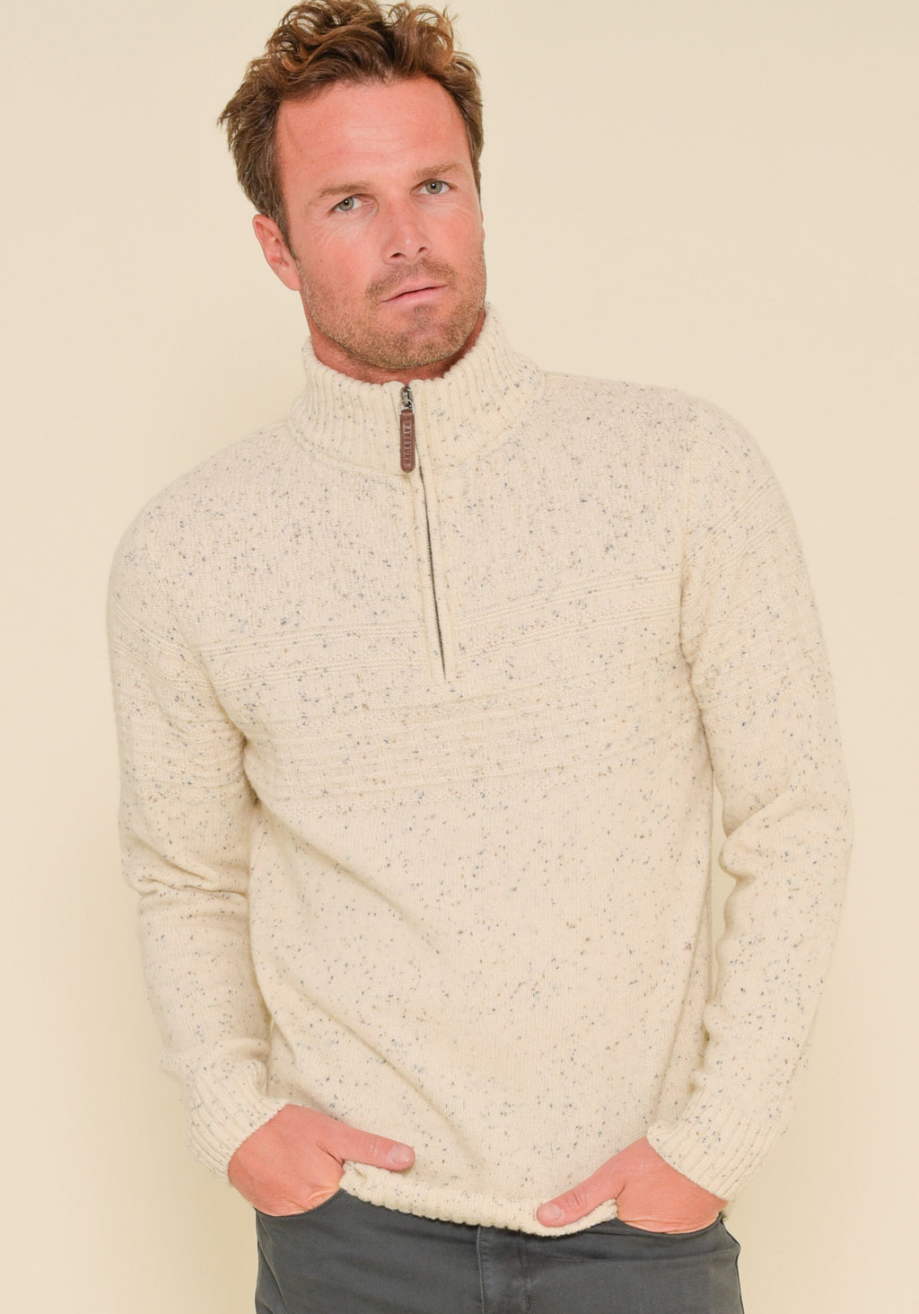 Beige quarter zip discount sweater