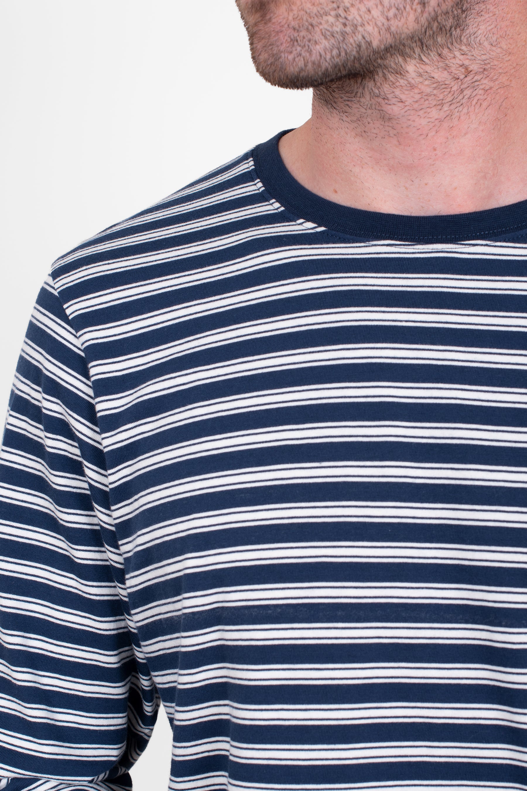 Navy Stripe Ls Tee