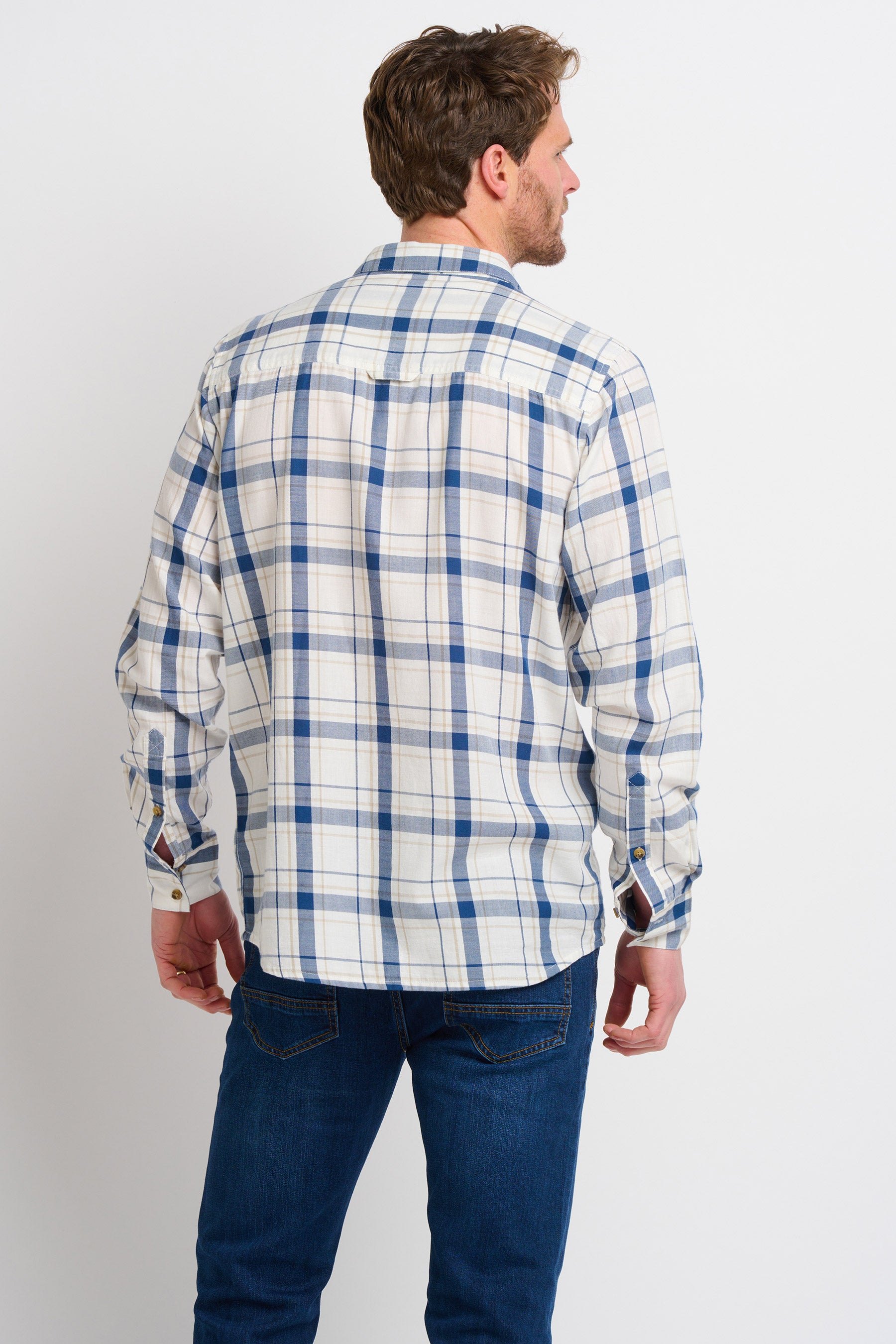 Cream Long Sleeve Checked Shirt