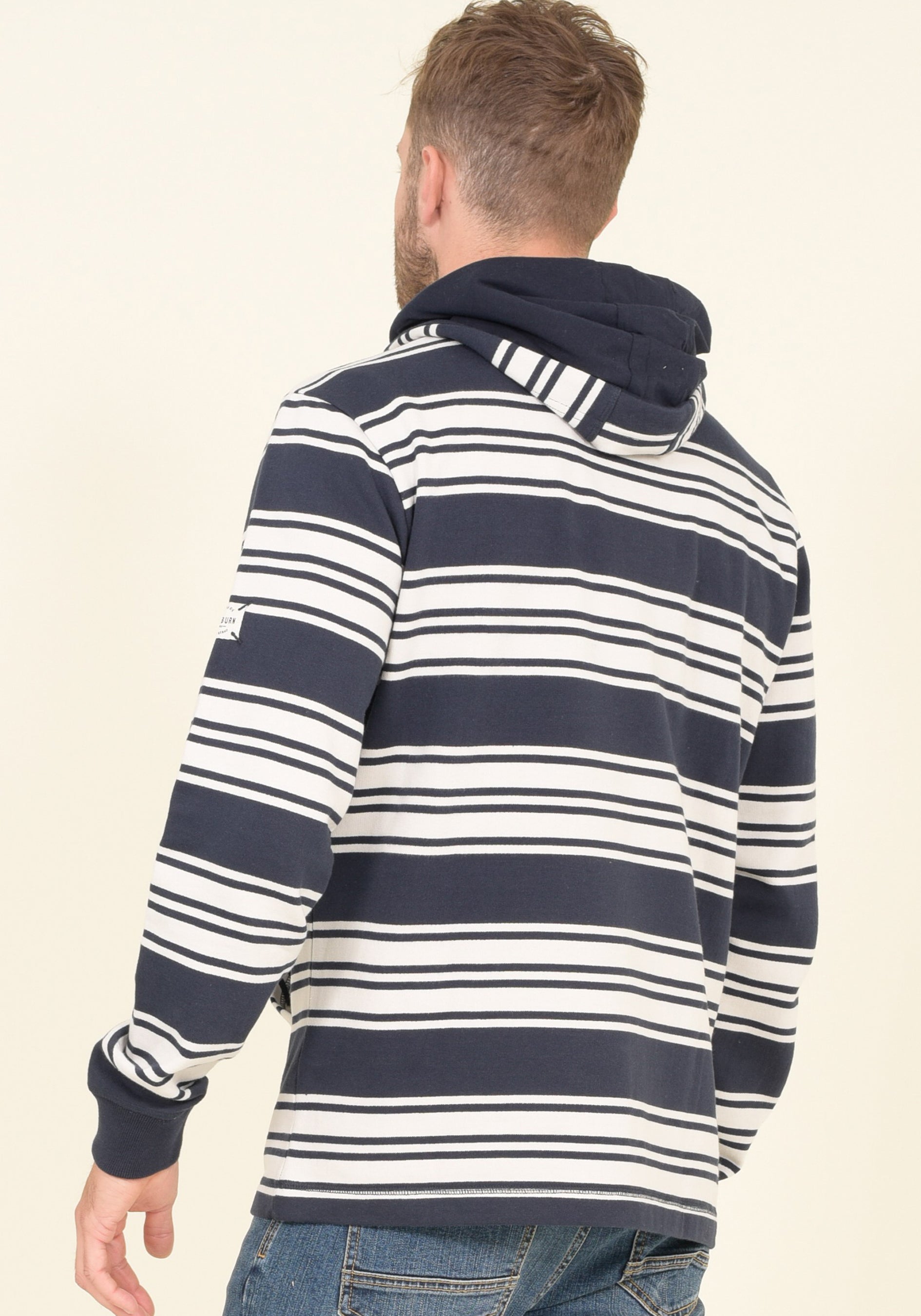 Stripe 3 Button Hoodie