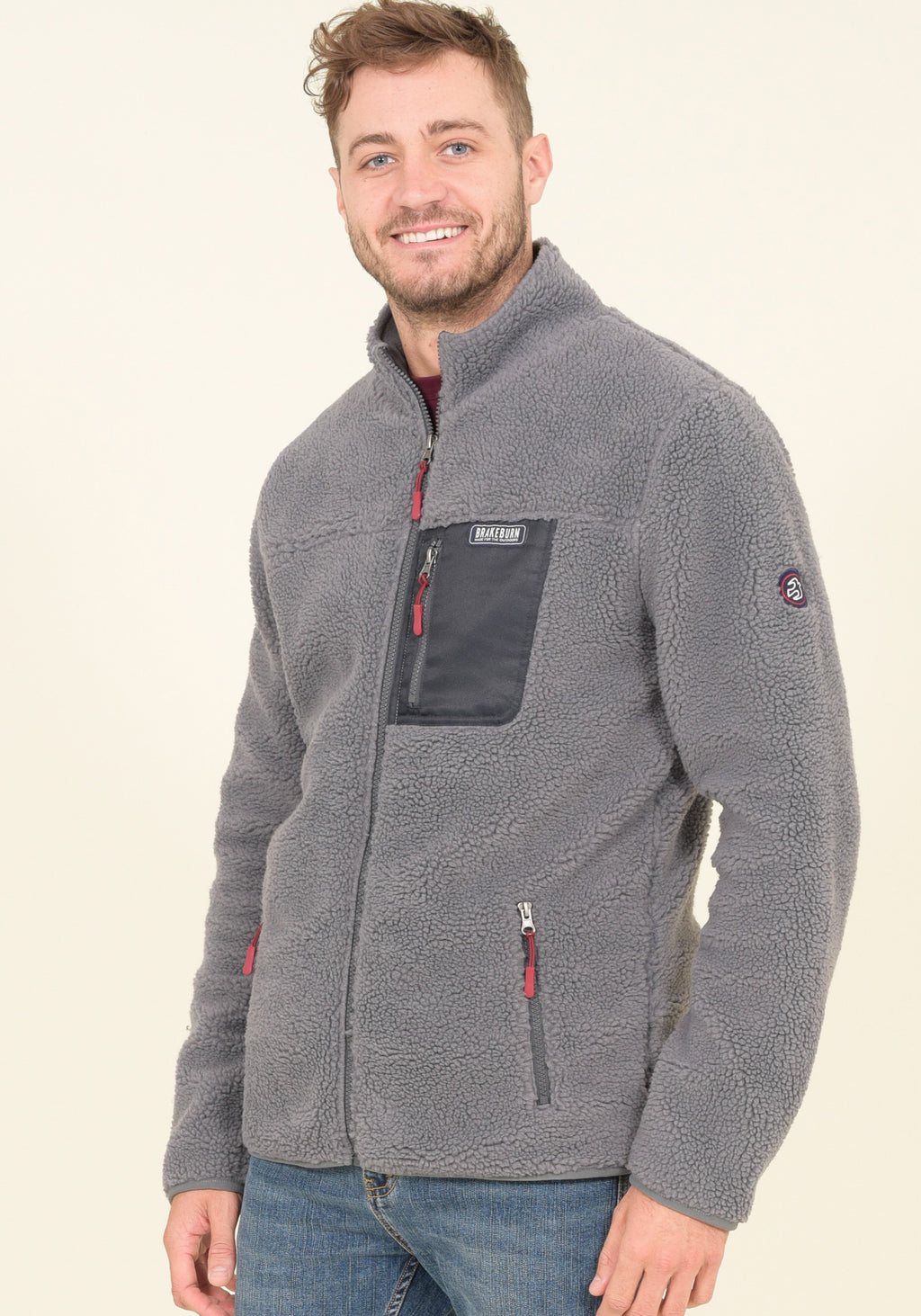 Mens Zip Thru Fleece Sweatshirt with Pockets | Brakeburn