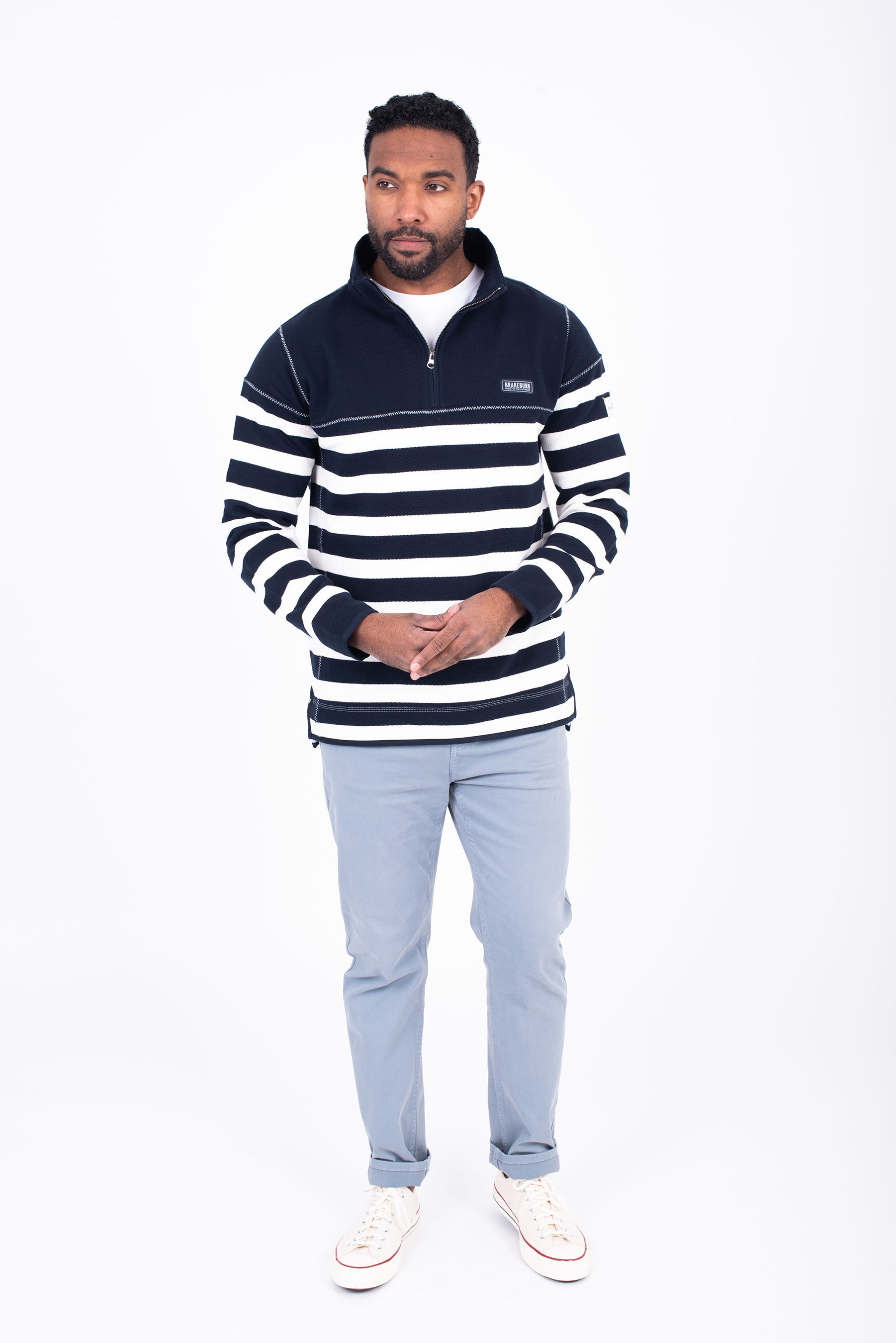 Striped Quarter Zip Sweat