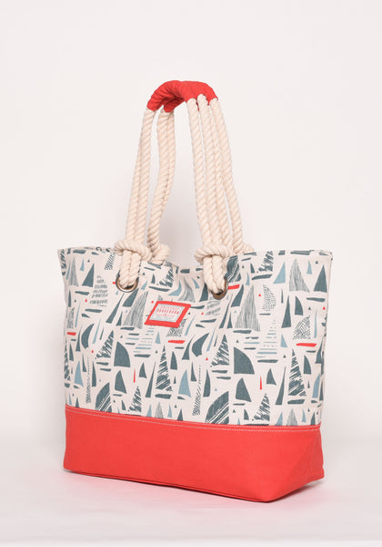 Sails Print Canvas Beach Bag | Brakeburn